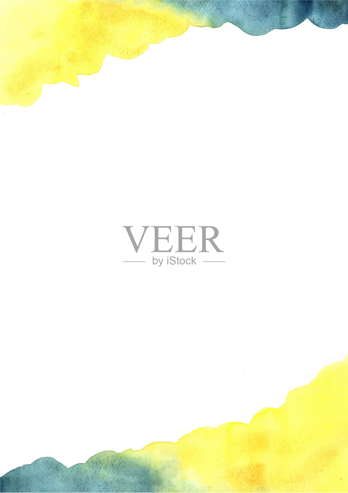 抽象的黄色和靛蓝色水彩插画图片素材