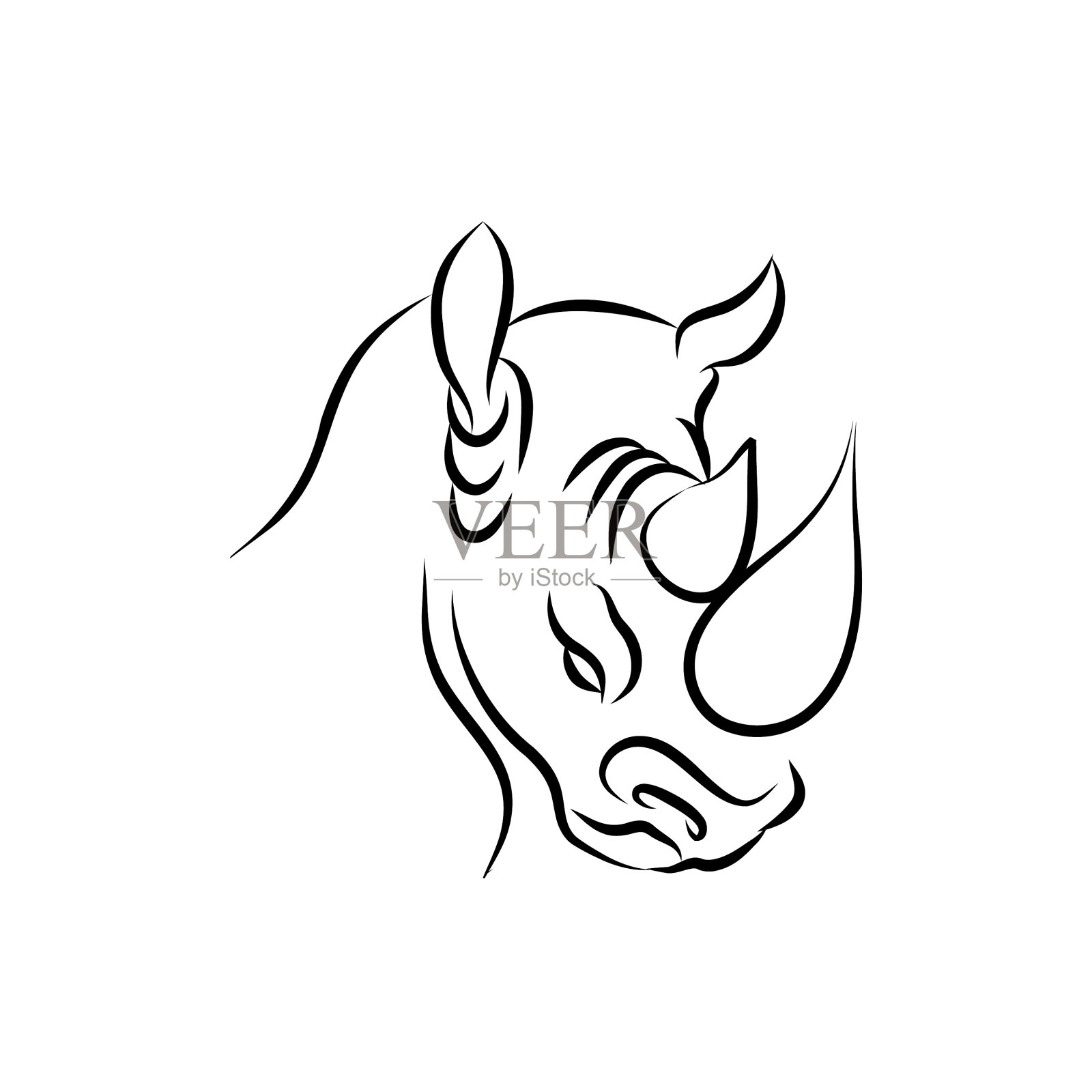 代表犀牛的干净标志设计