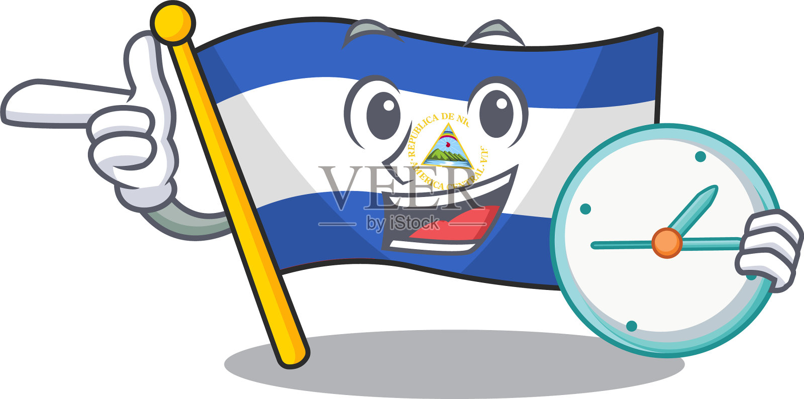 微笑的旗帜尼加拉瓜卷轴卡通人物设计元素图片