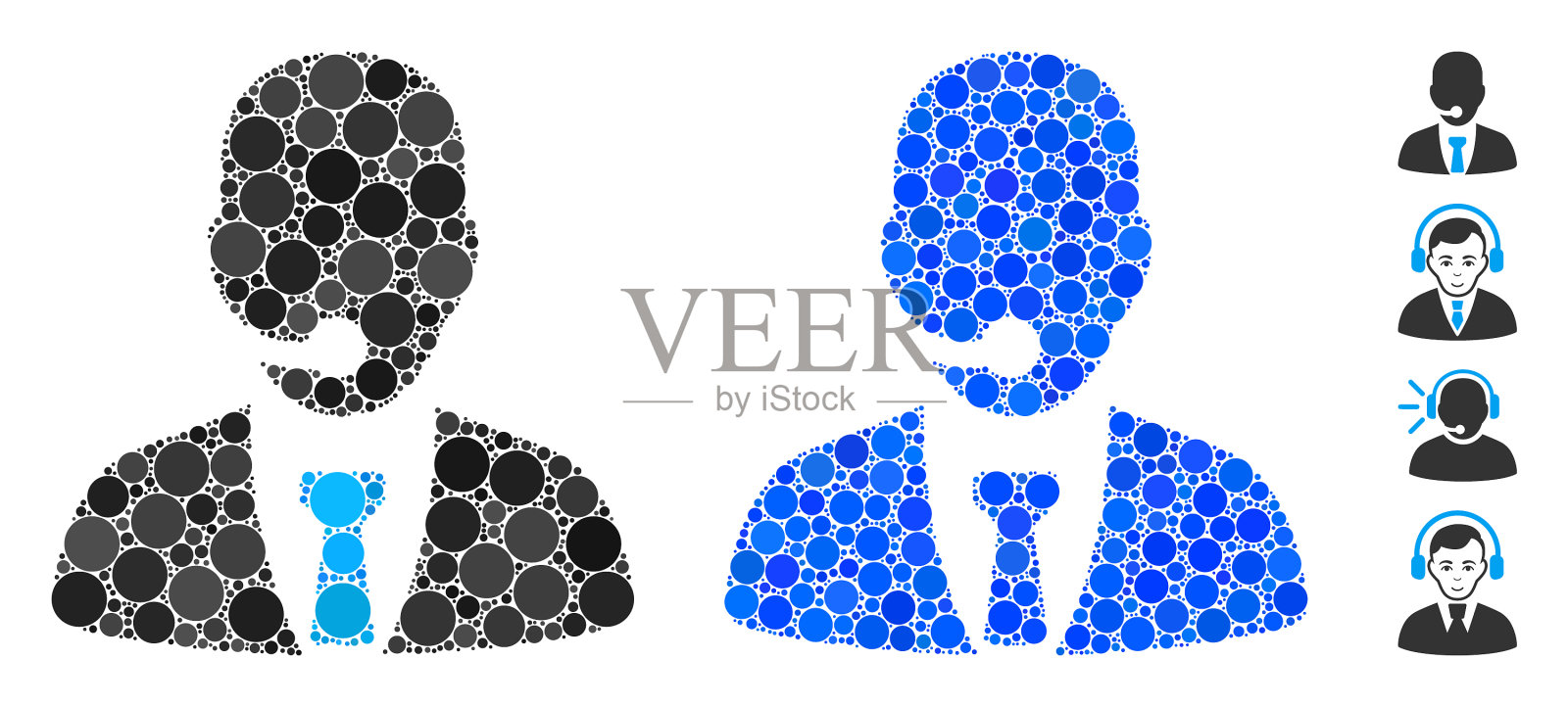 呼叫中心经理马赛克图标球项目插画图片素材