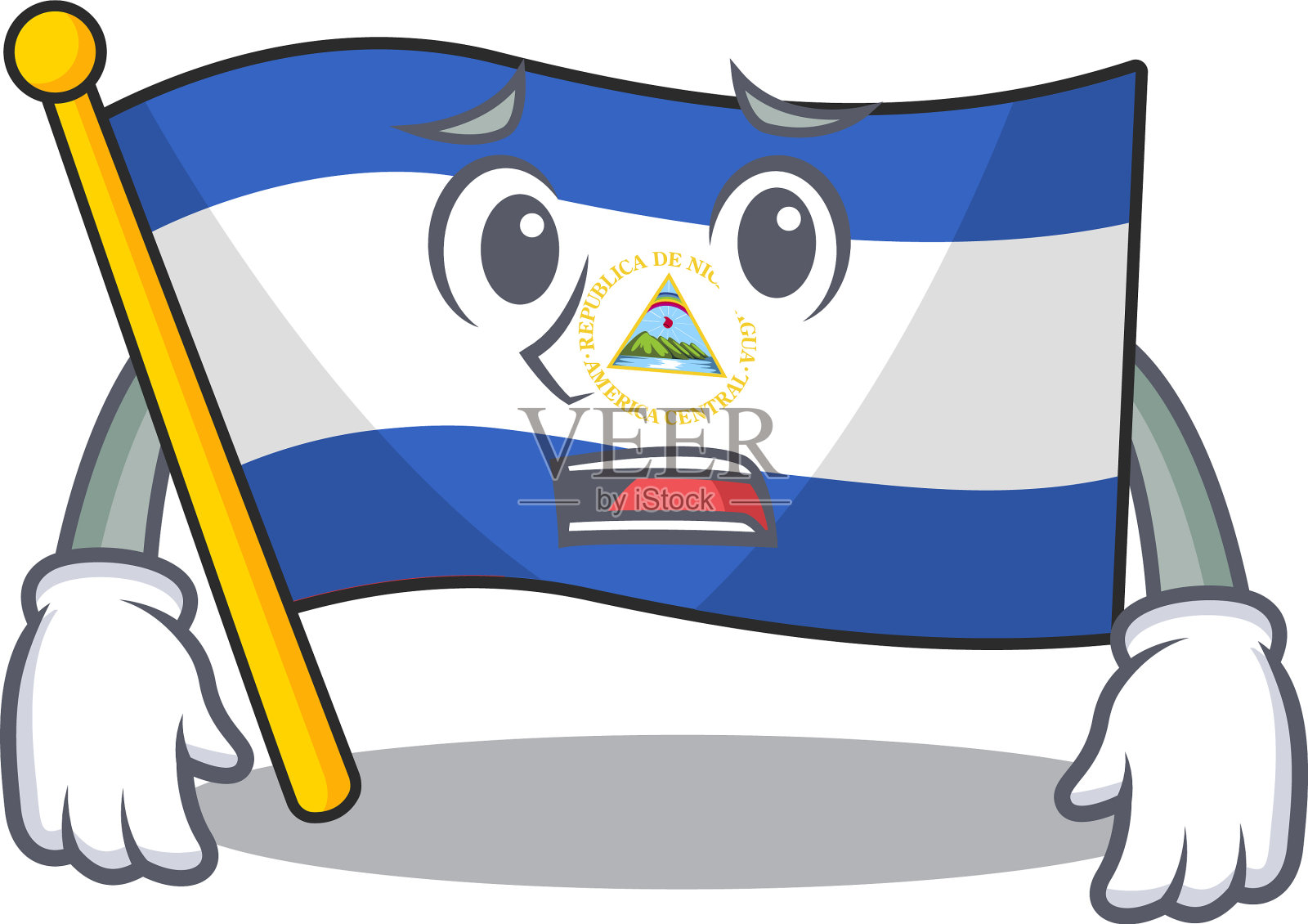 吉祥物旗尼加拉瓜卷轴显示害怕设计元素图片