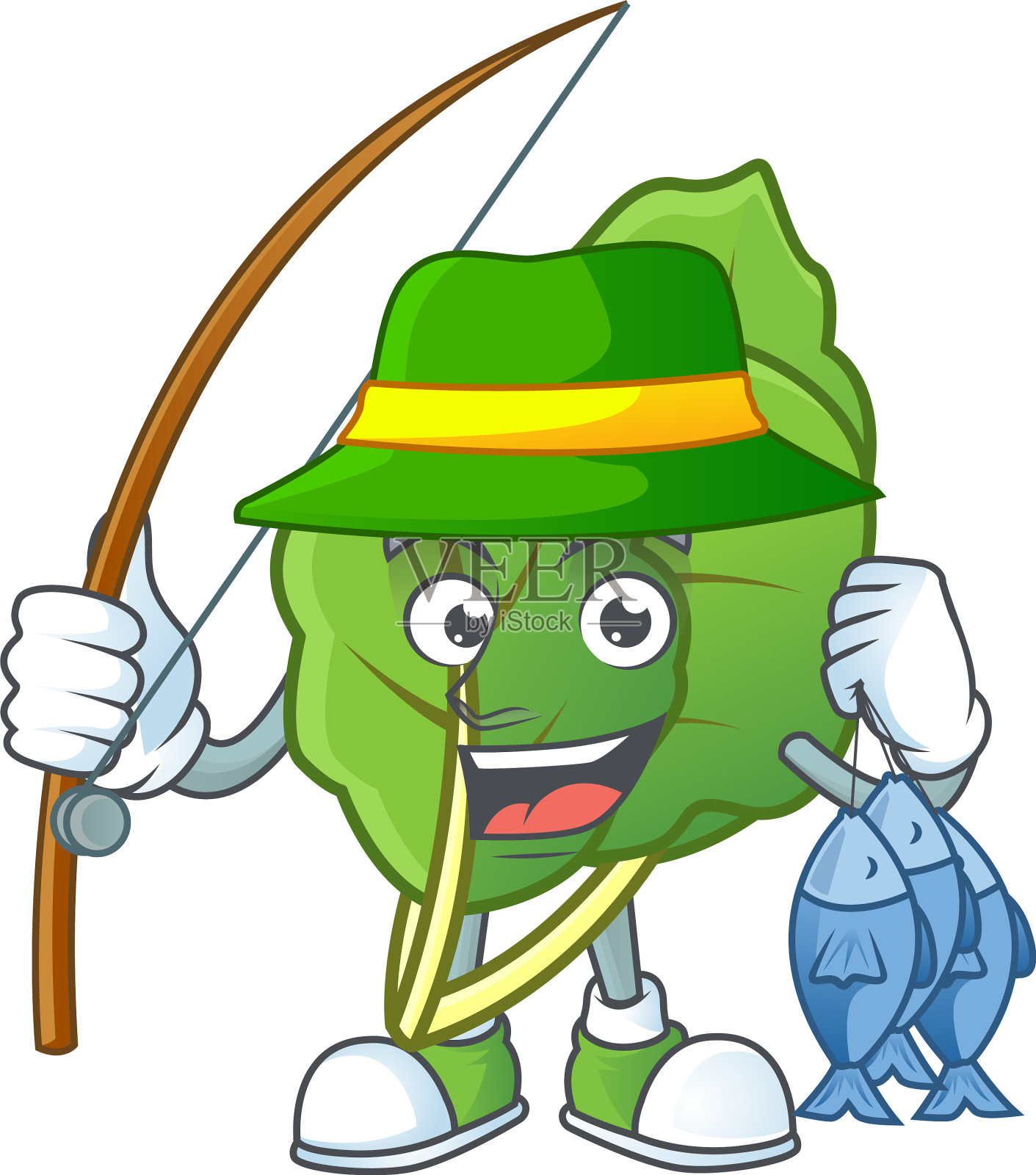 笑脸垂钓羽衣甘蓝吉祥物设计设计元素图片