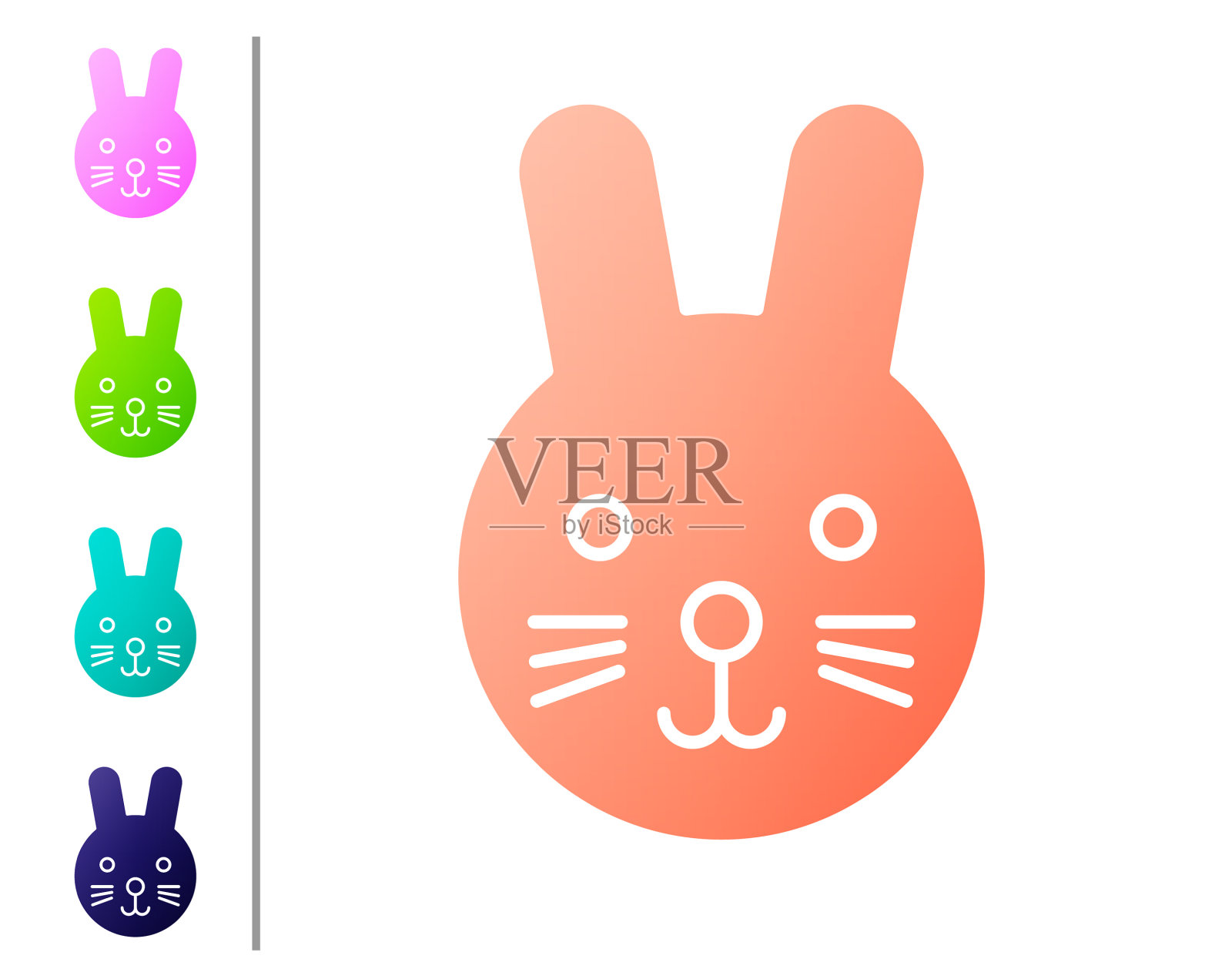 珊瑚兔星座图标孤立在白色插画图片素材