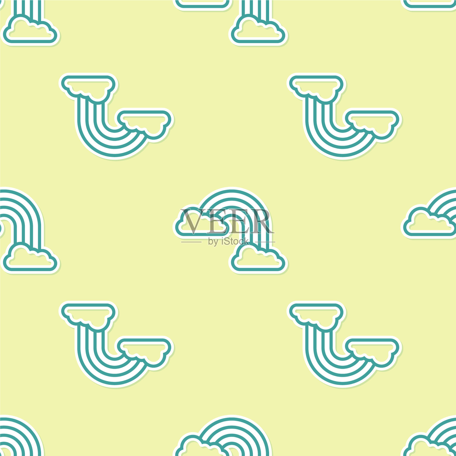 绿色彩虹与云的图标隔离无缝插画图片素材