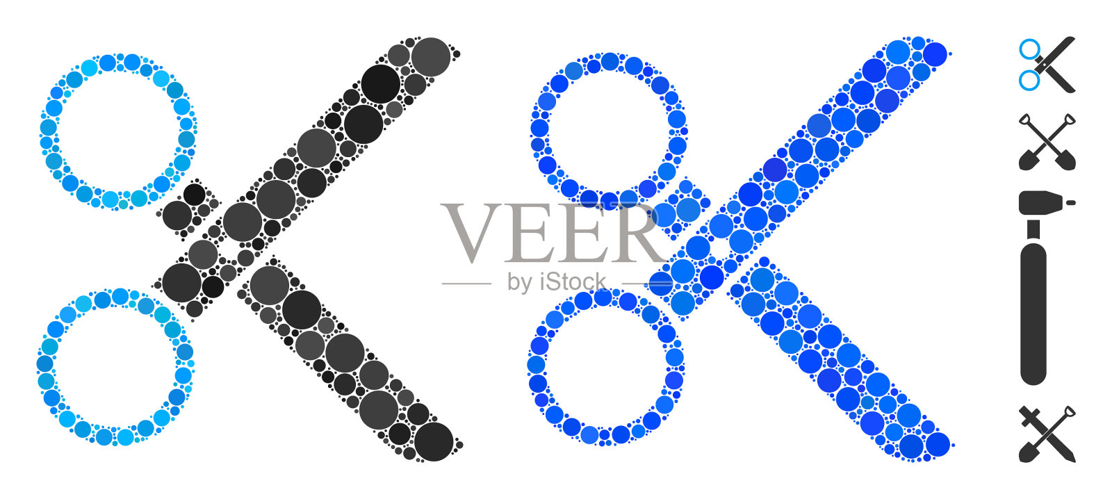 剪刀组成圆点图标插画图片素材