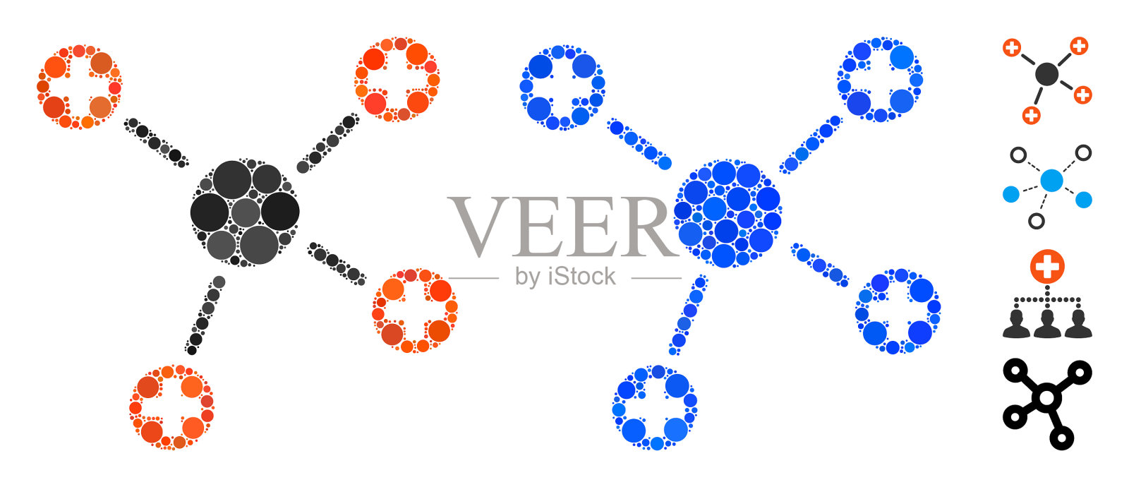 医药链接组成图标圆点插画图片素材