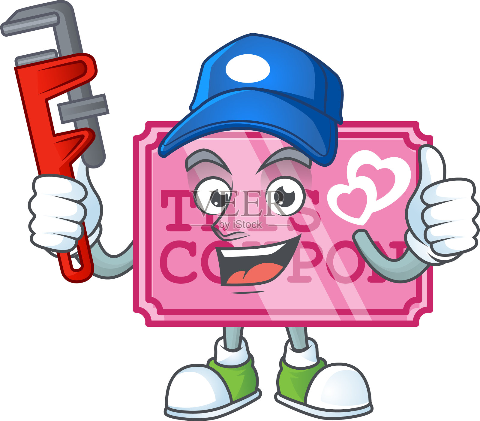吉祥物图片上的水管工粉爱优惠券设计元素图片