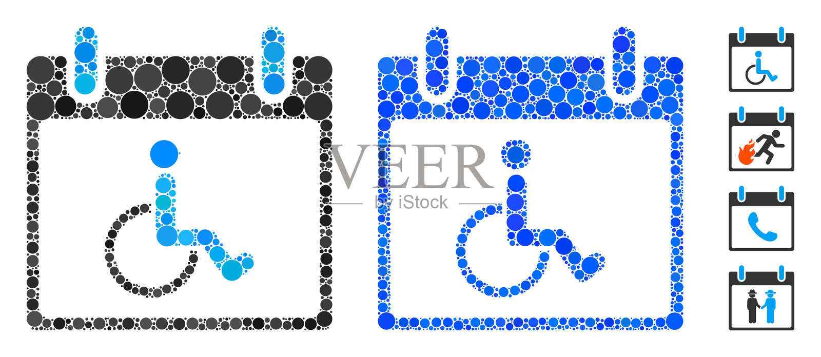 残疾人日历日组成图标的图标素材