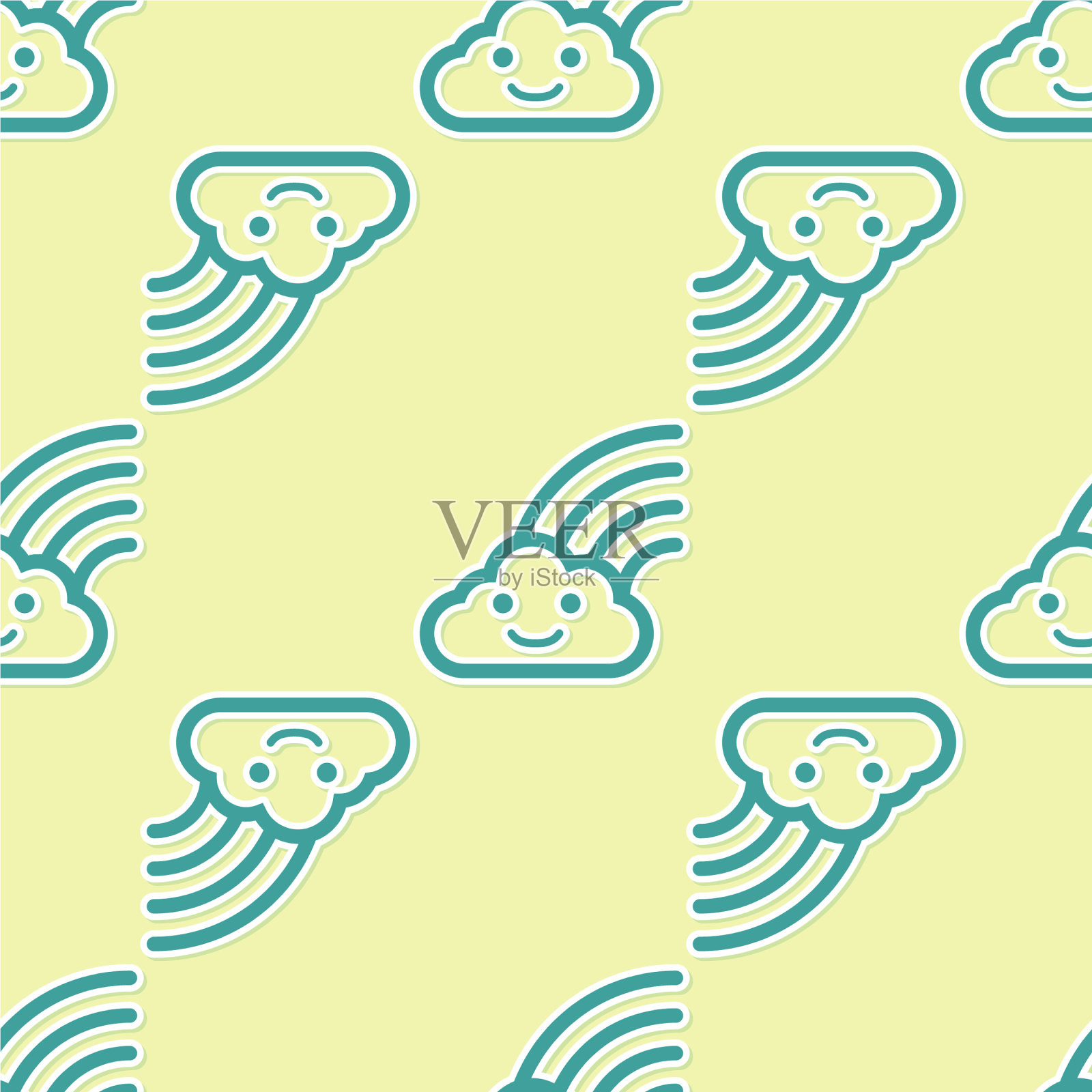 绿色彩虹与云的图标隔离无缝插画图片素材