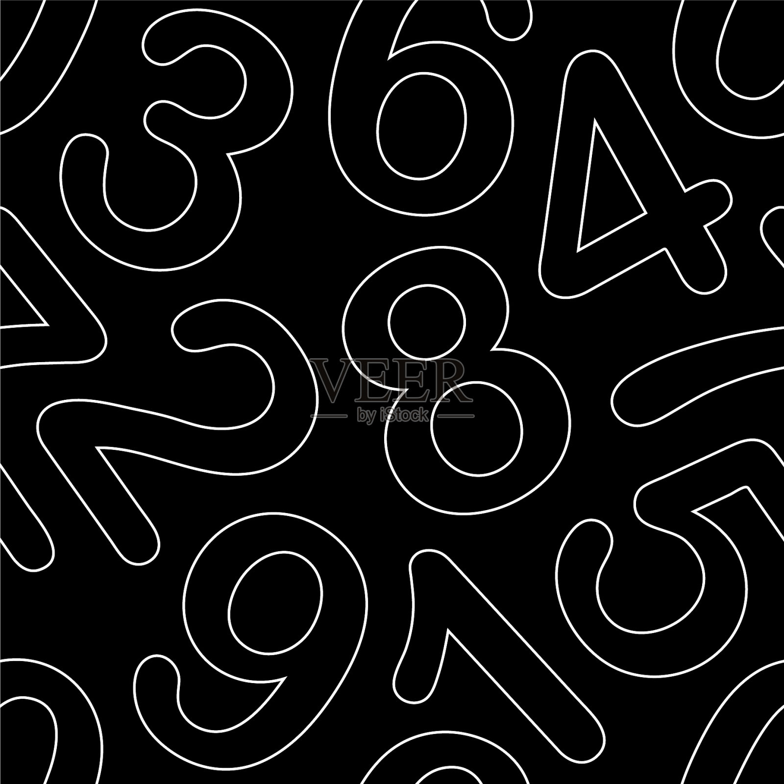 线条艺术数字无缝图案插画图片素材