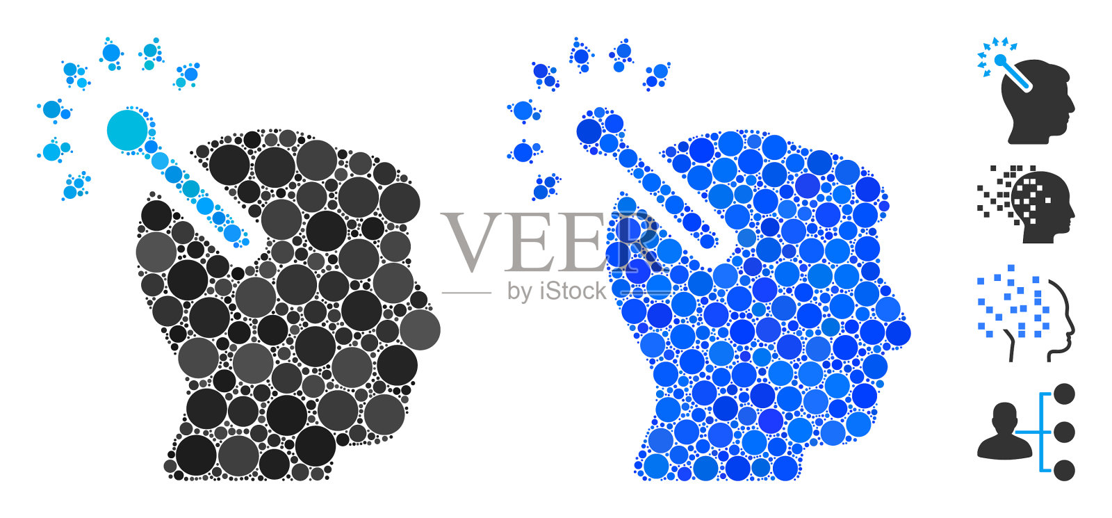 光学神经界面马赛克图标圆点插画图片素材