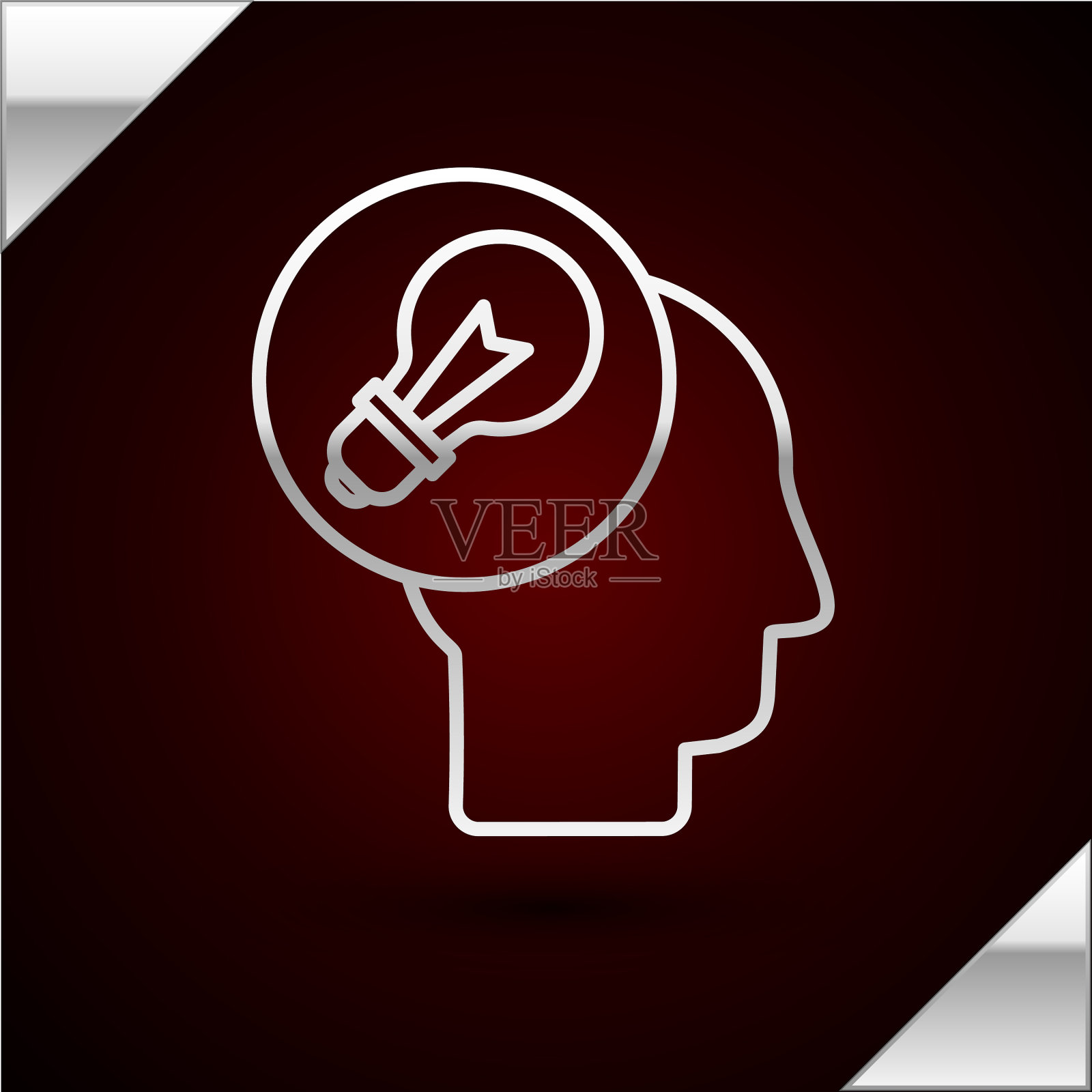 银线人的头与灯泡的图标图标素材