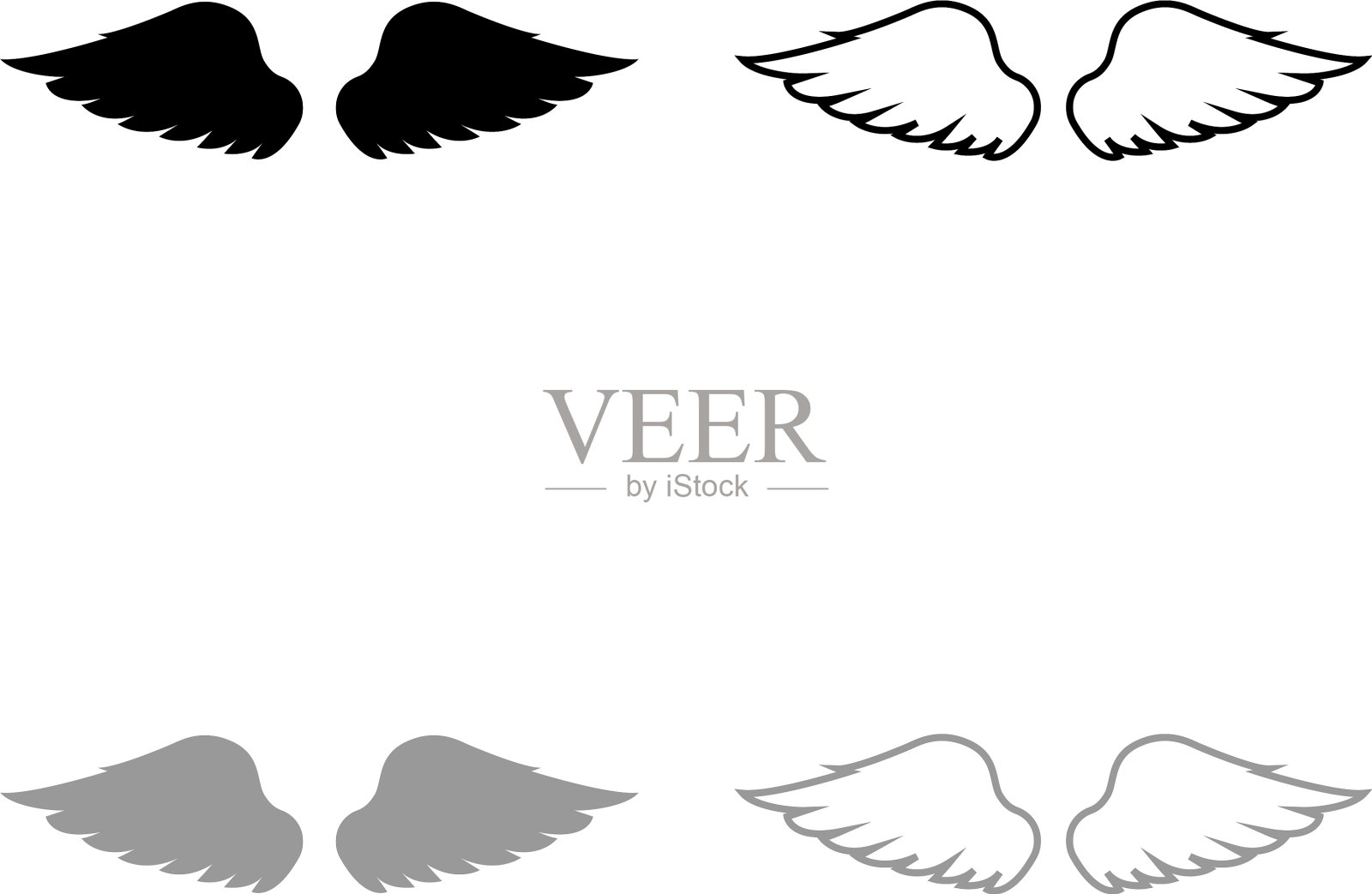 翅膀鸟魔鬼天使展开一对插画图片素材