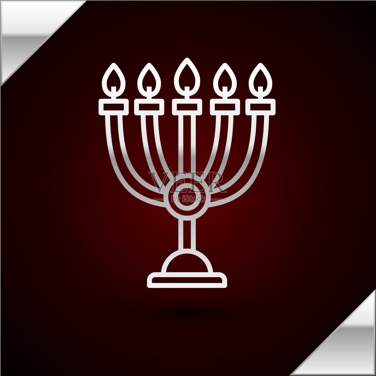 光明节的银线烛台孤立在黑暗中插画图片素材