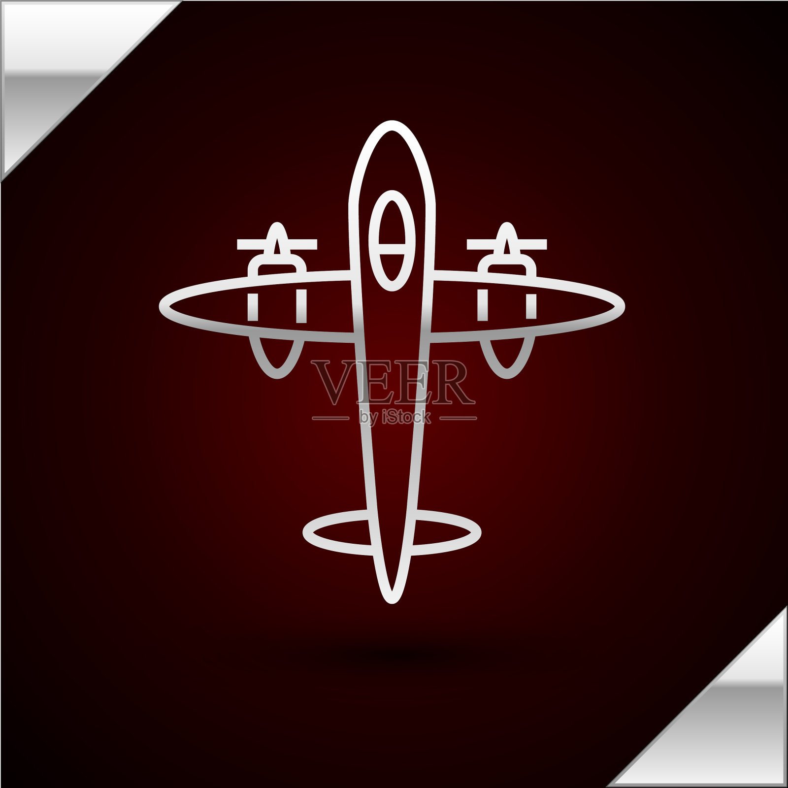 银线复古复古飞机图标孤立插画图片素材