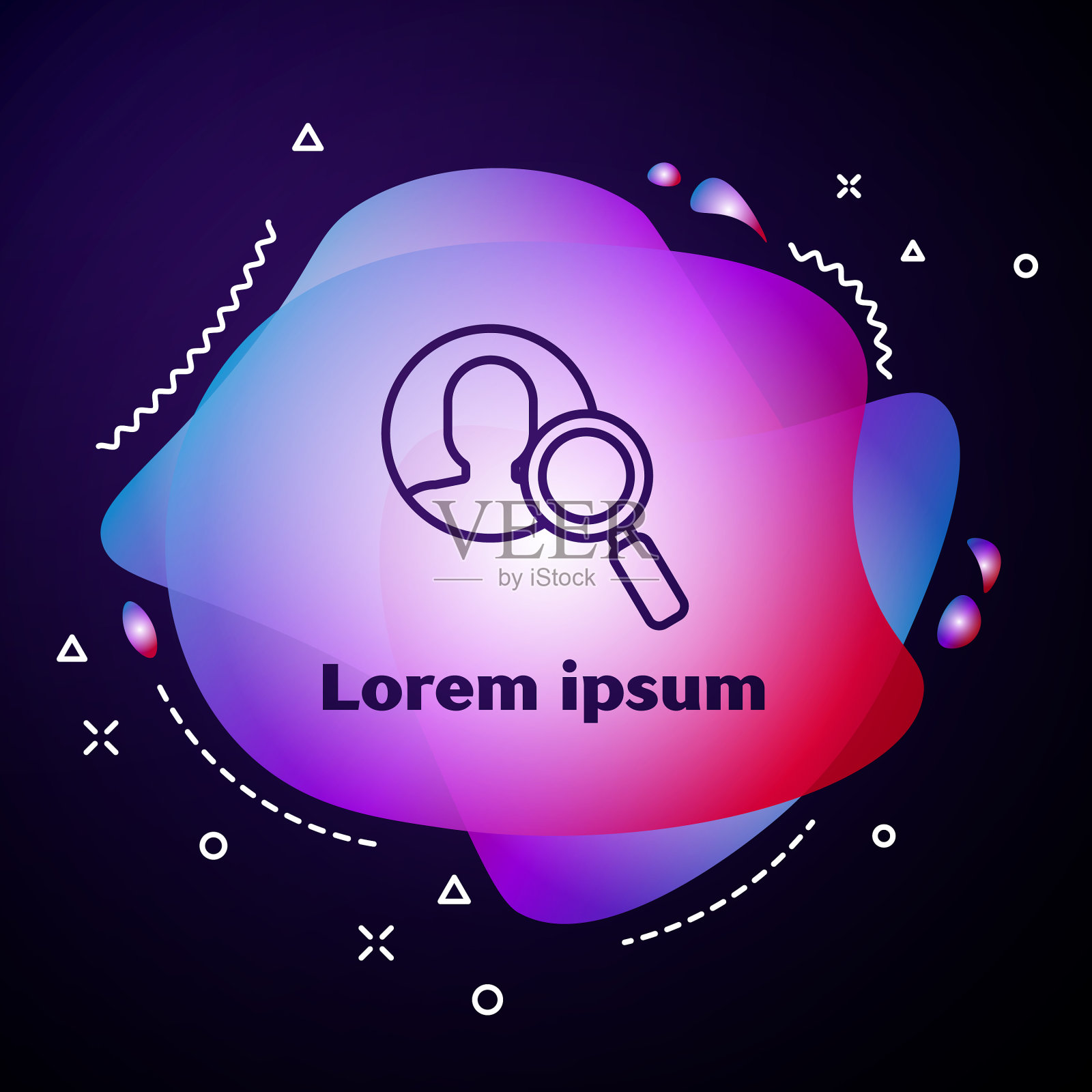 紫线放大镜寻找一个人插画图片素材