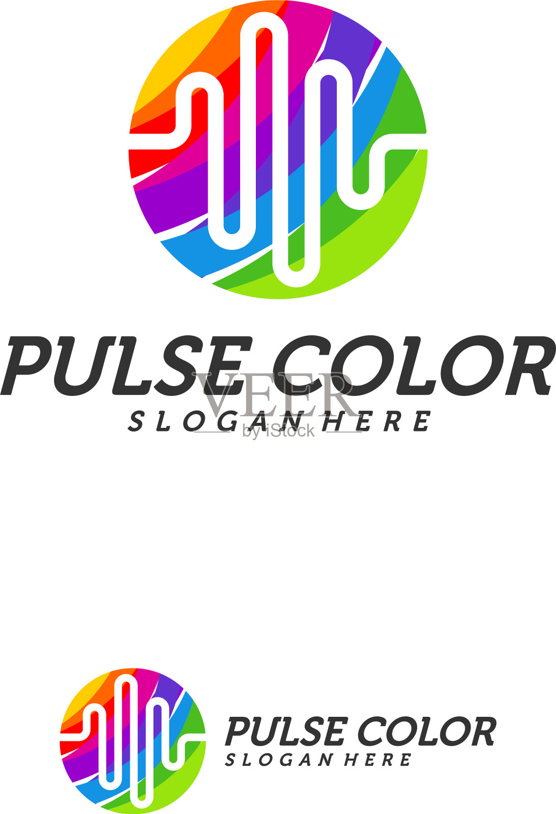 色彩脉搏标志极简色彩脉搏插画图片素材