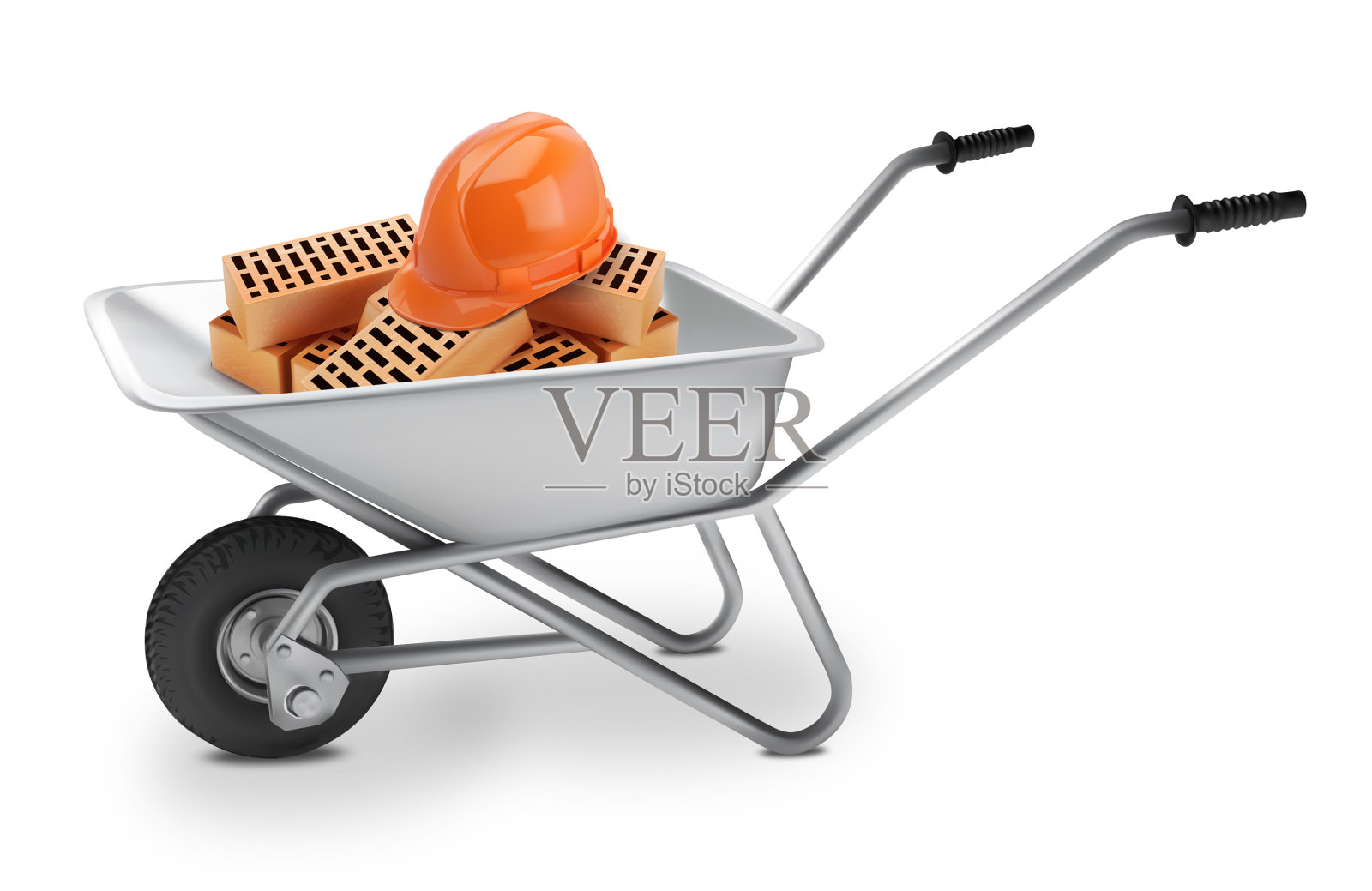 用砖头和头盔装饰的手推车设计元素图片