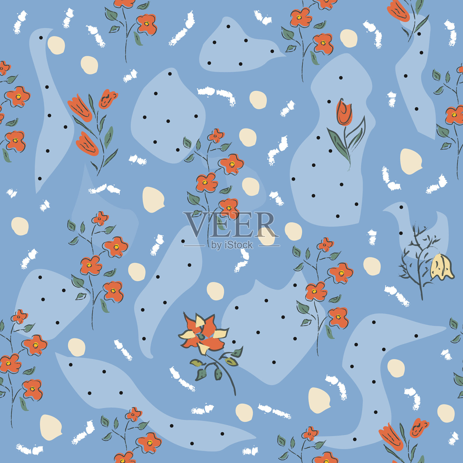 花卉无缝图案手绘插画图片素材