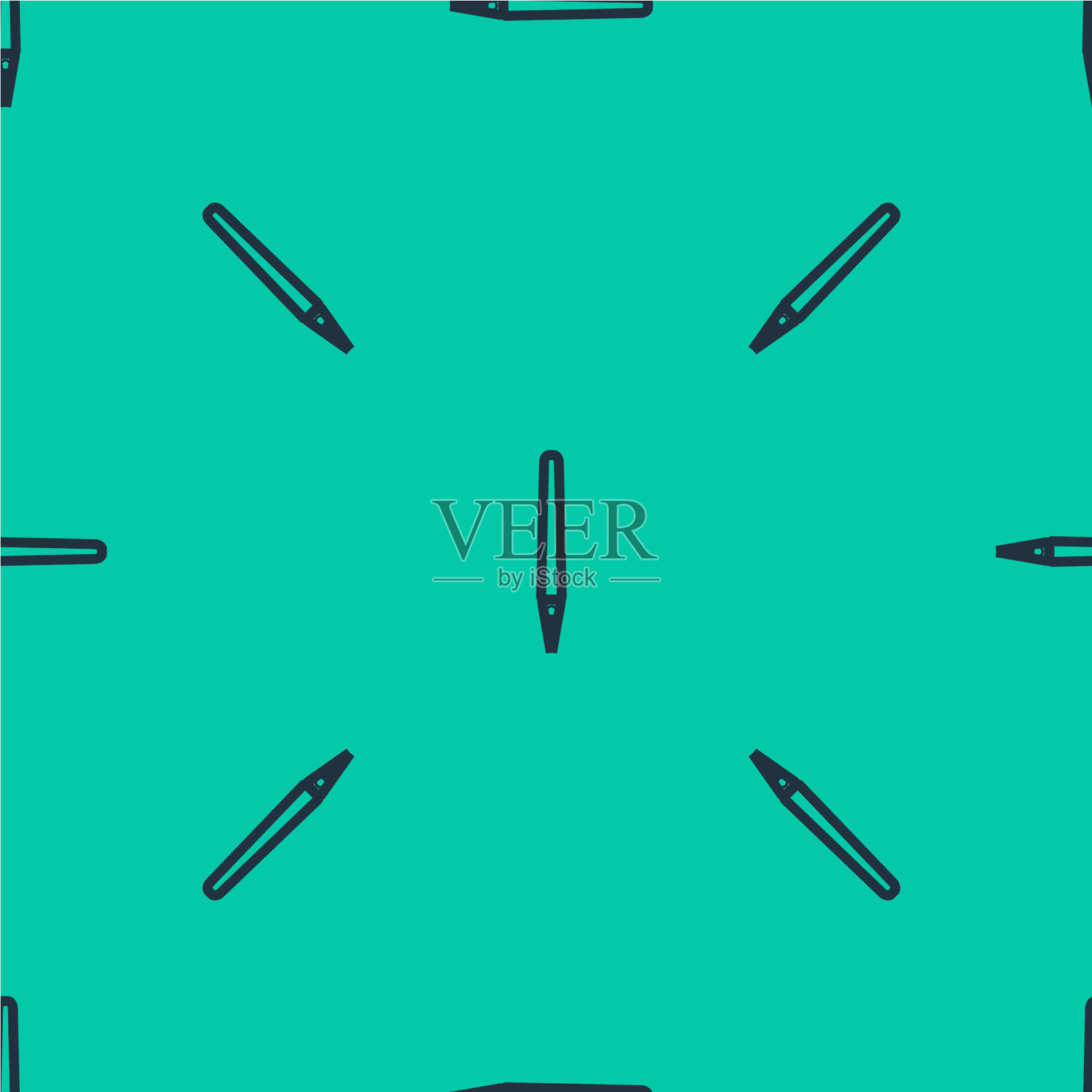 蓝线笔图标隔离无缝图案上插画图片素材