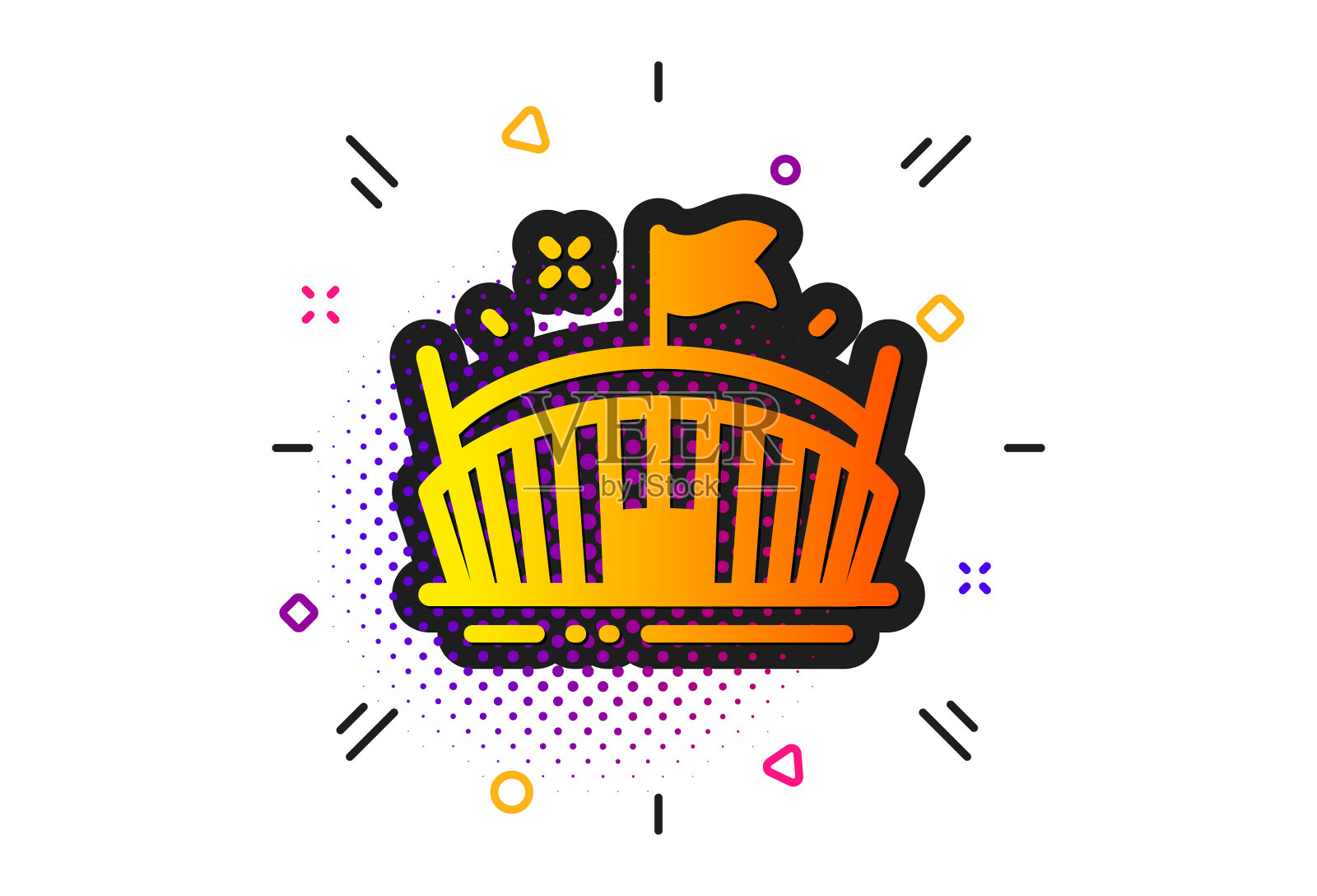 体育体育场图标竞技场与旗帜标志运动插画图片素材