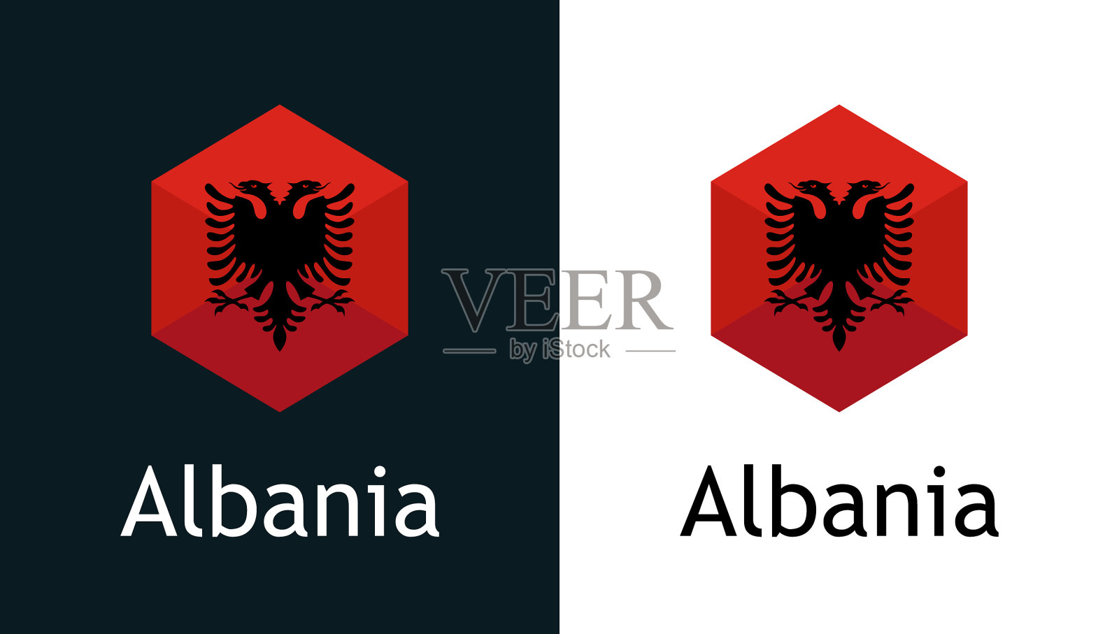 国旗阿尔巴尼亚风格六角形插画图片素材