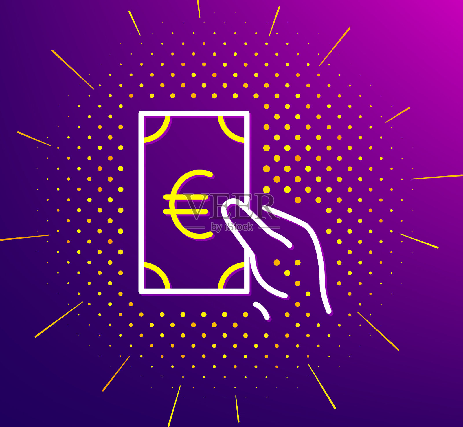 持有现金现金线标志欧元货币插画图片素材