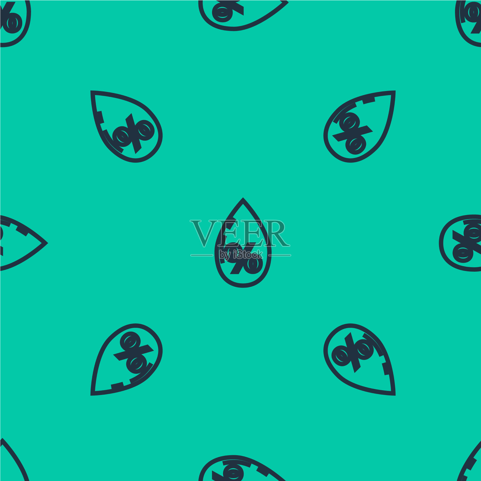 蓝线水滴百分比图标孤立插画图片素材