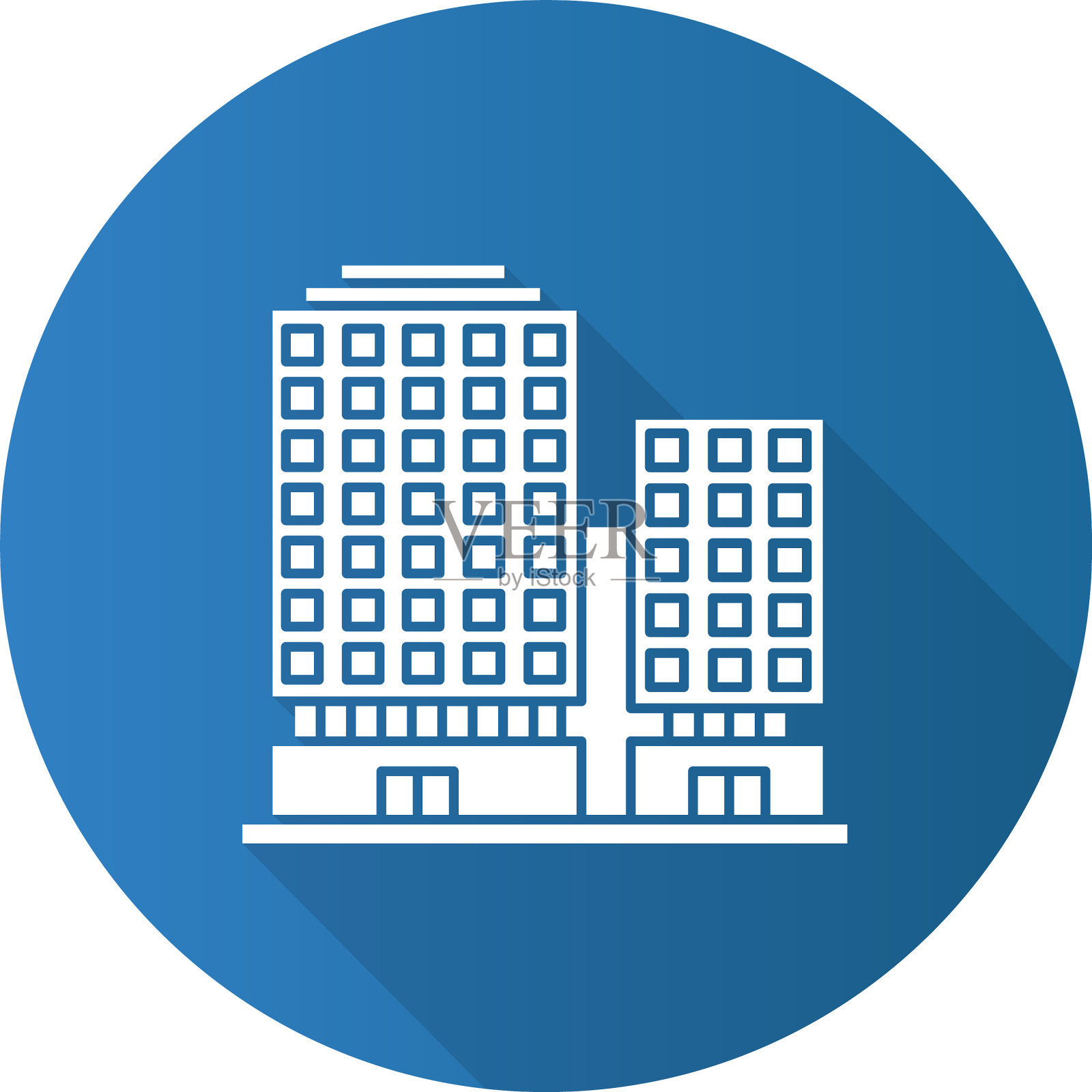 办公大楼平面设计长阴影字形图标插画图片素材