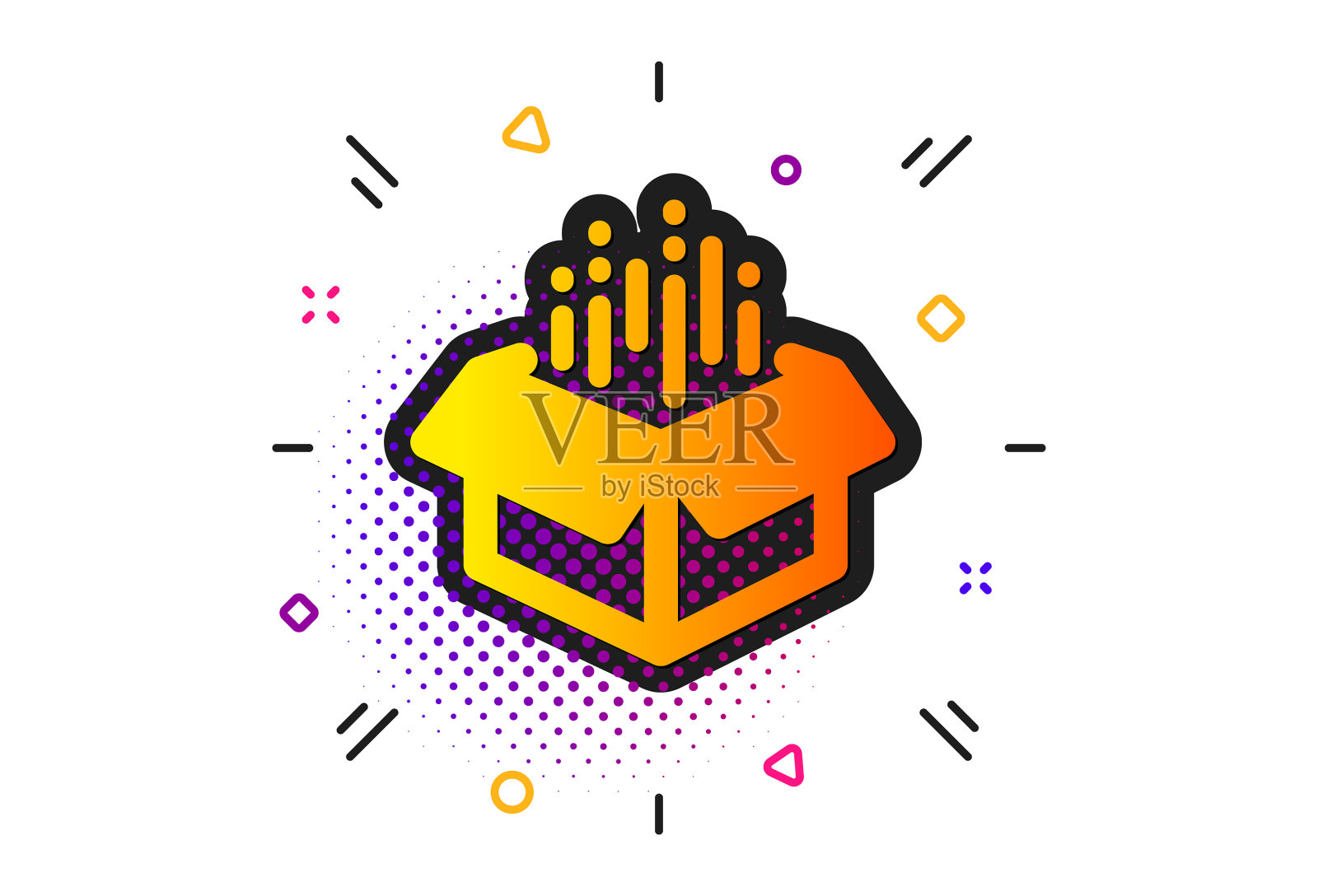 打开盒子图标，快递包裹，标志货物包裹插画图片素材