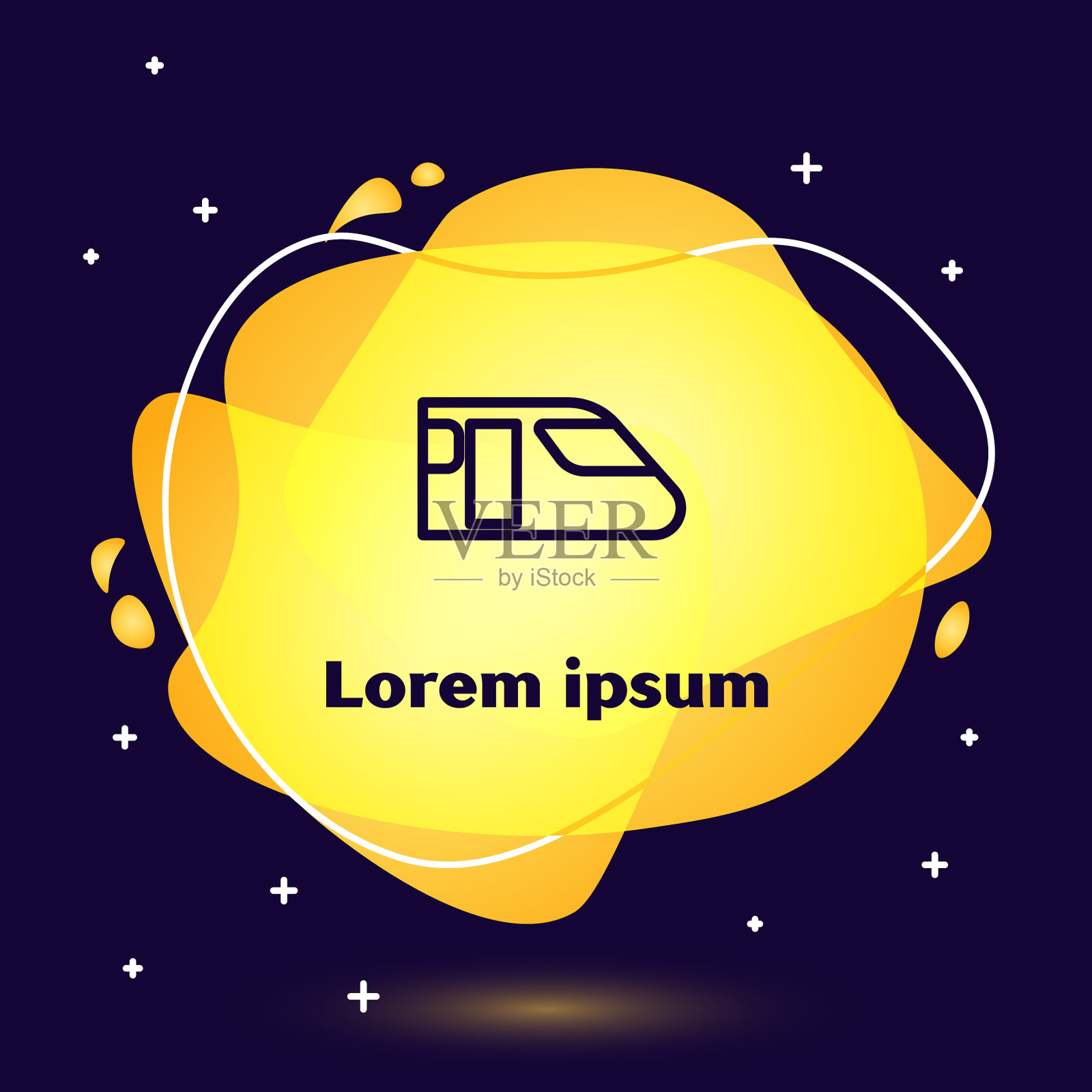 黑色线火车图标孤立在深蓝色插画图片素材