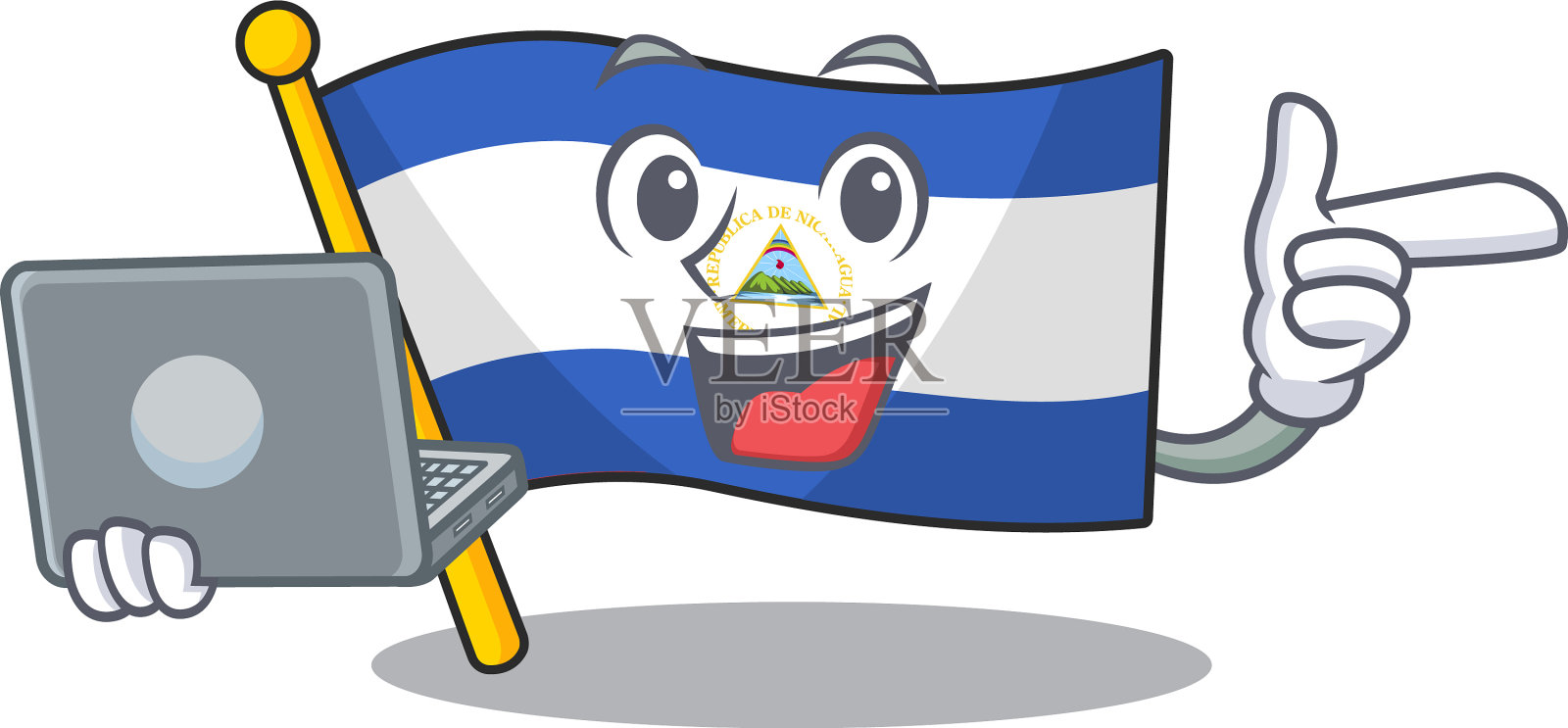可爱和聪明的旗帜尼加拉瓜滚动工作设计元素图片