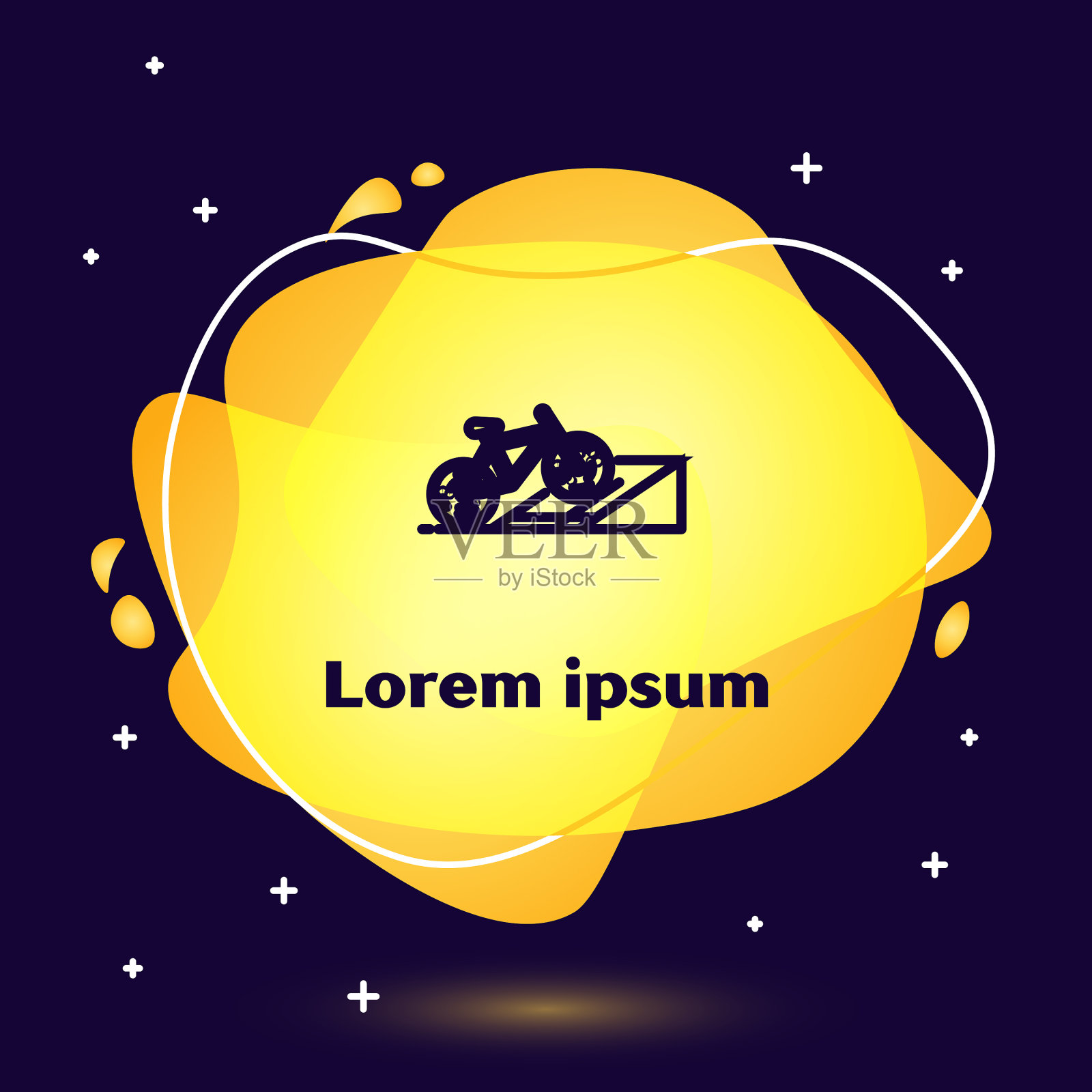 黑线自行车在街道匝道图标孤立上插画图片素材