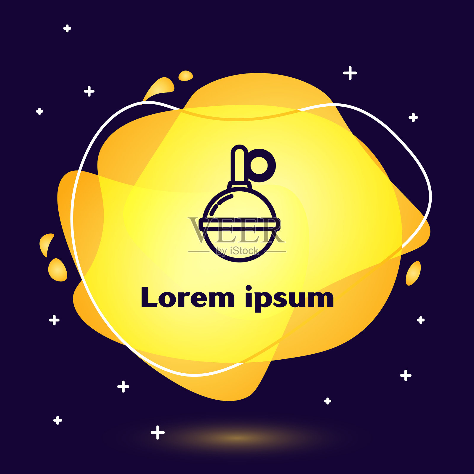 黑线手雷图标孤立在蓝色插画图片素材