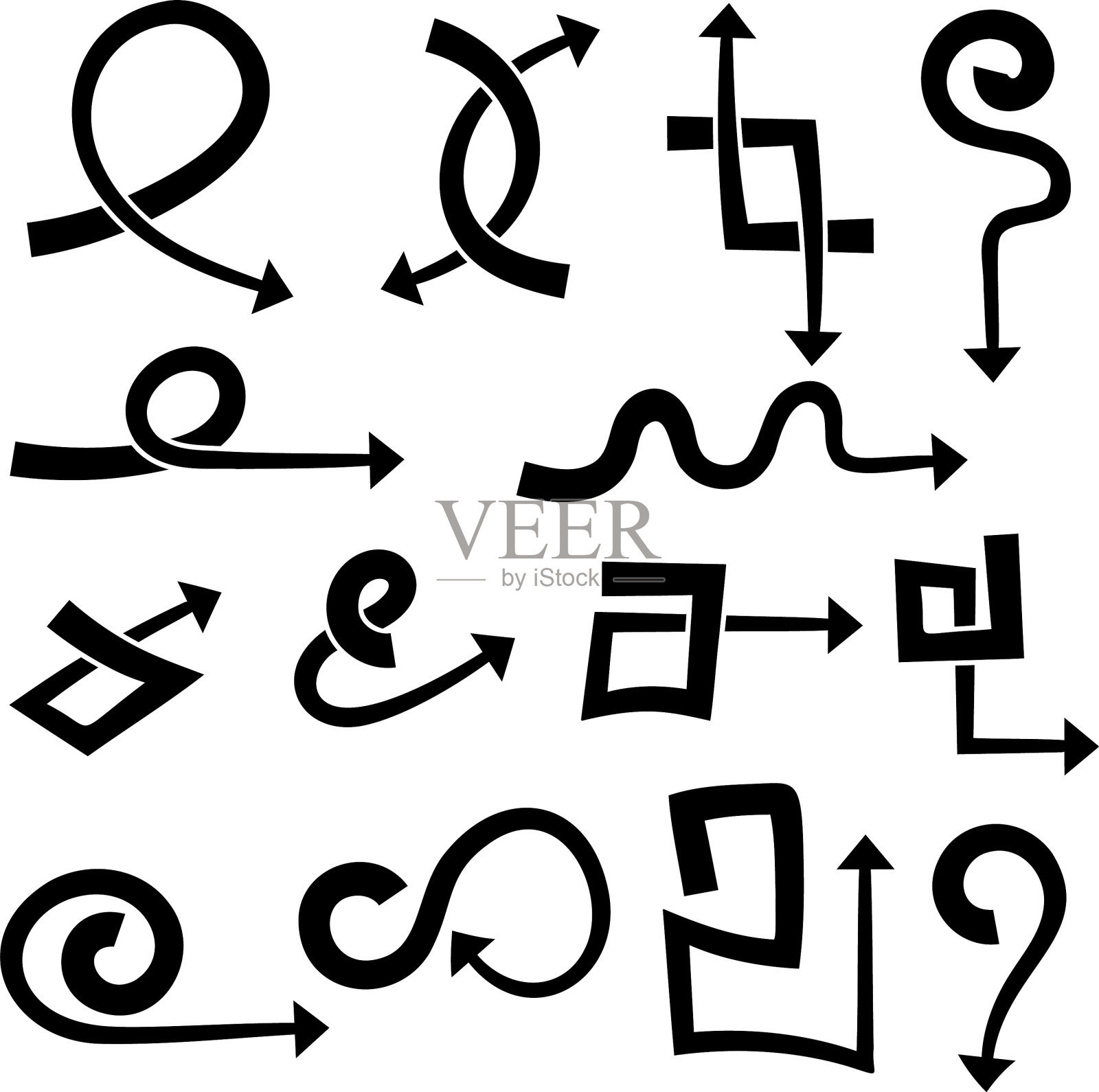 黑色手绘箭头设计元素图片