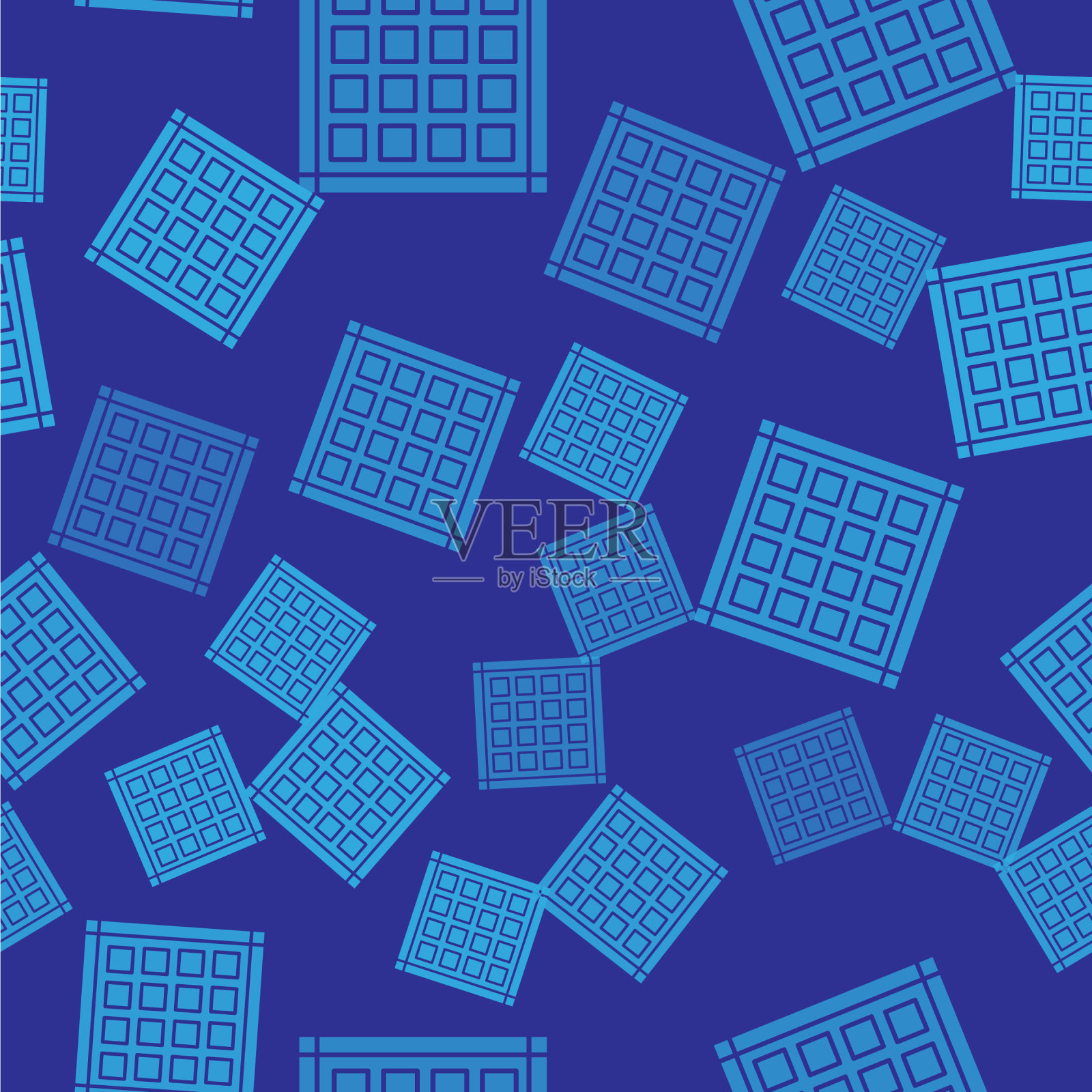 蓝色方格餐巾图标隔离无缝插画图片素材