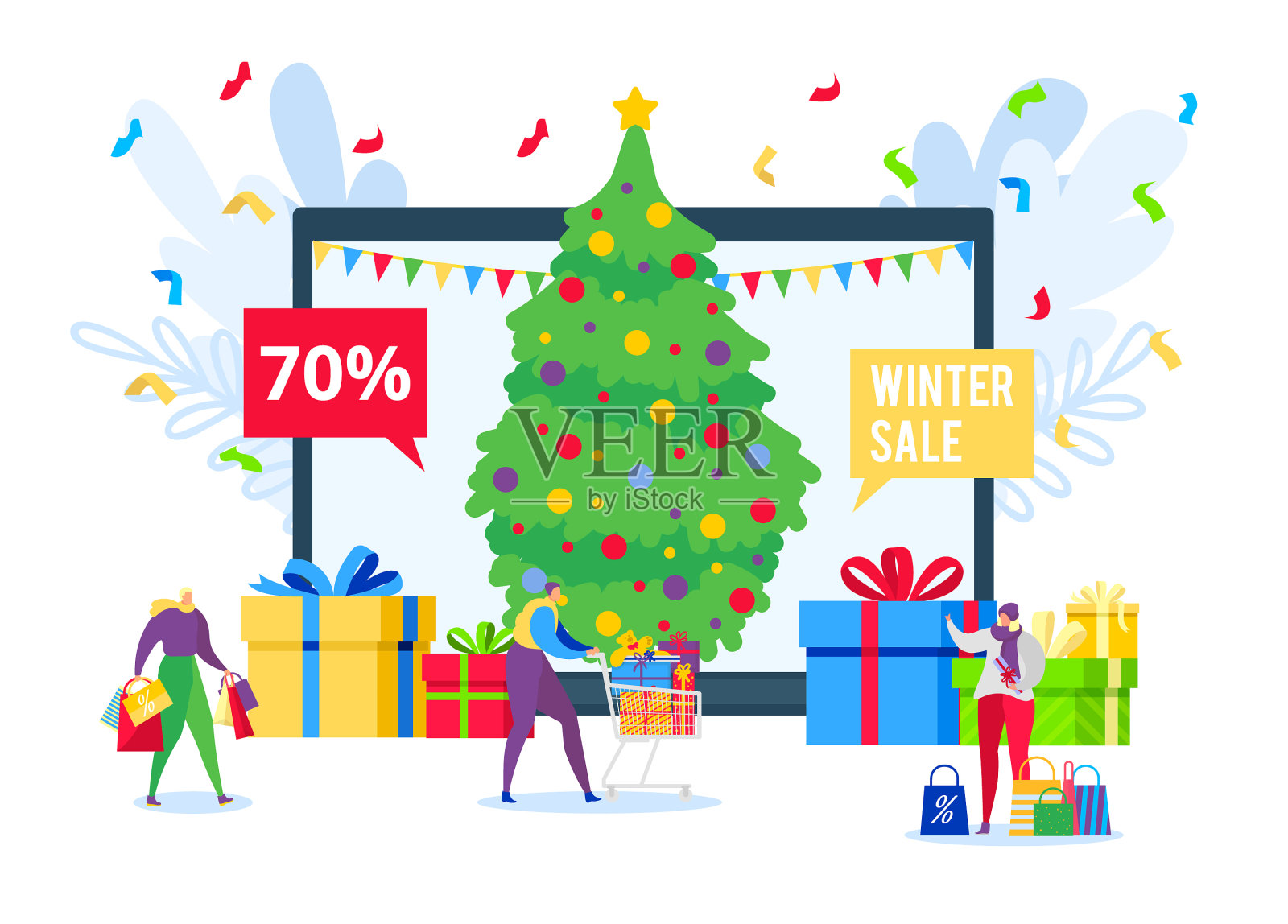 销售网上购物与折扣礼品设计元素图片