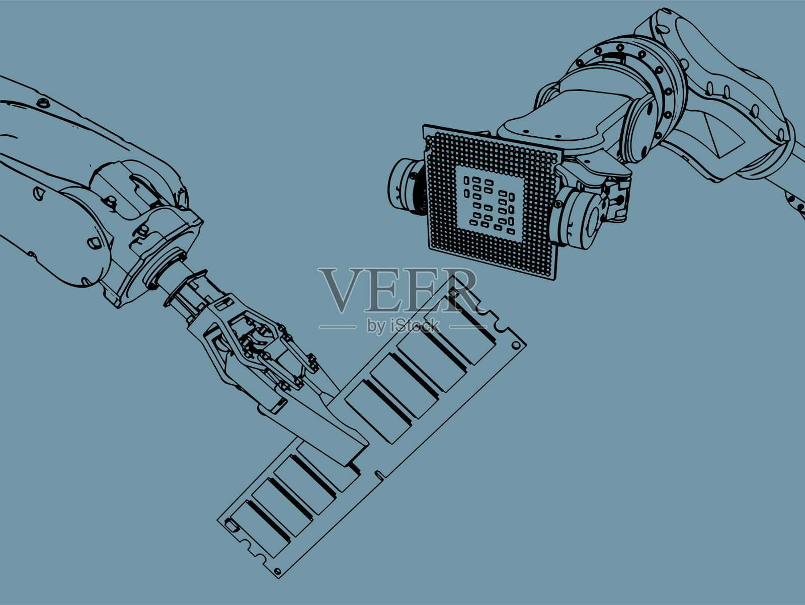 机械手和微电子插画图片素材