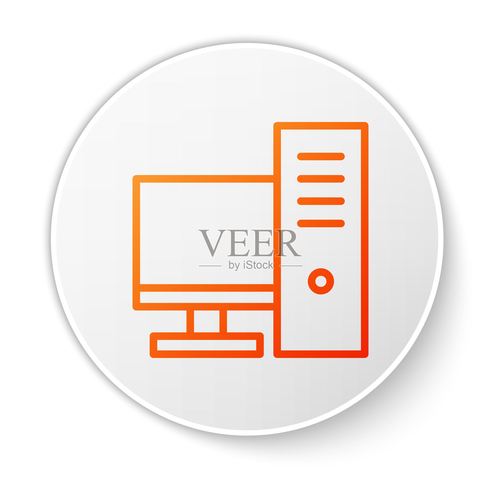 橙色线计算机显示器图标隔离开图标素材