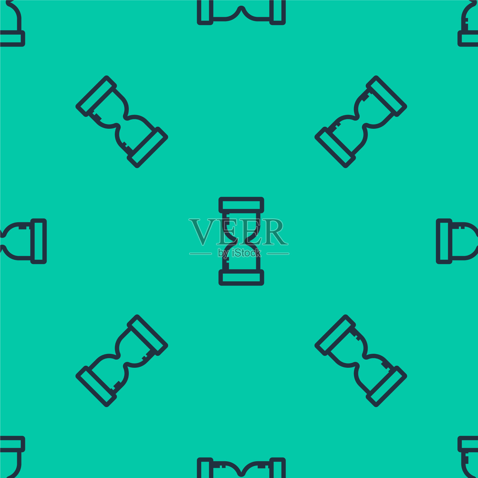 蓝线老沙漏流沙图标插画图片素材