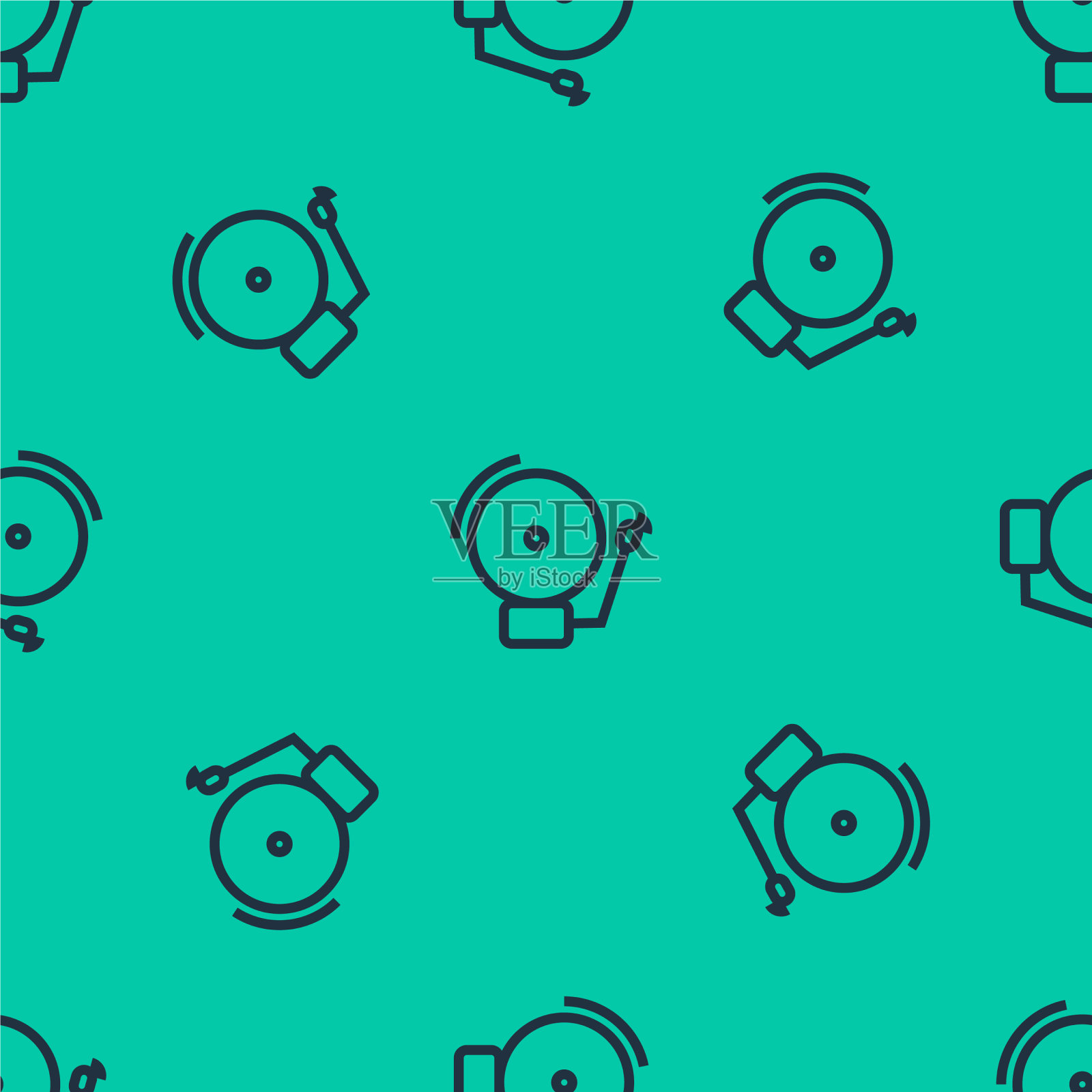 蓝线报警铃声图标隔离插画图片素材