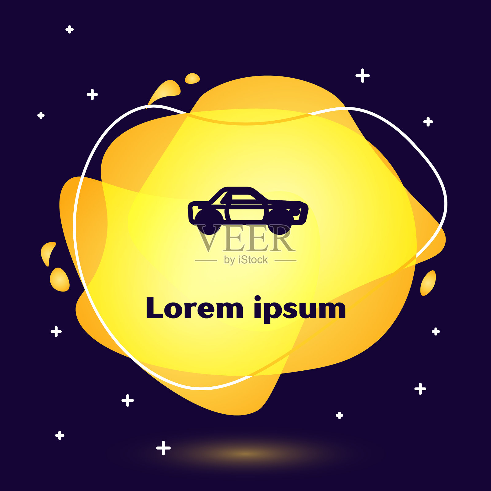 黑线轿车轿车图标孤立在深蓝色插画图片素材