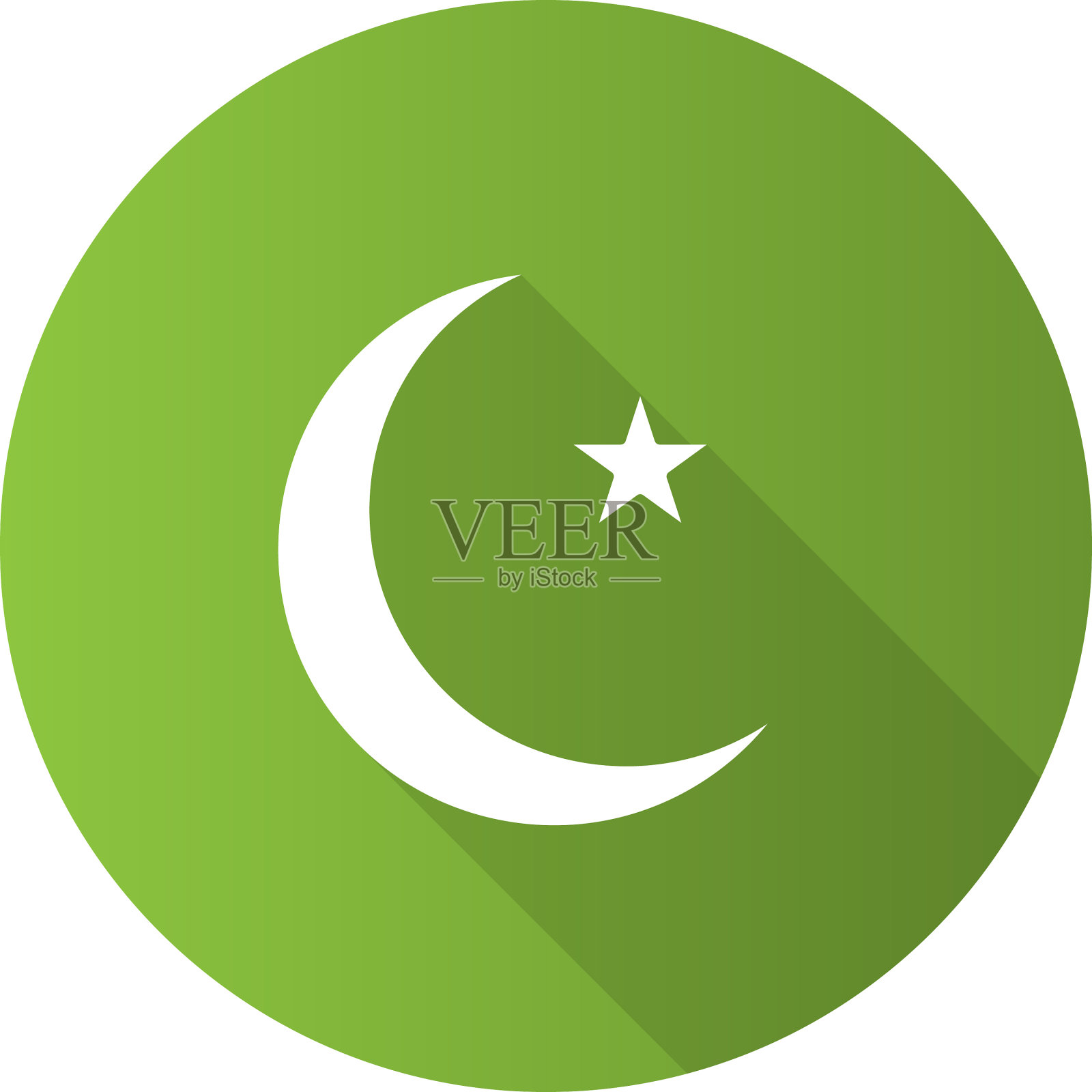 星星和新月平面设计长影子设计元素图片