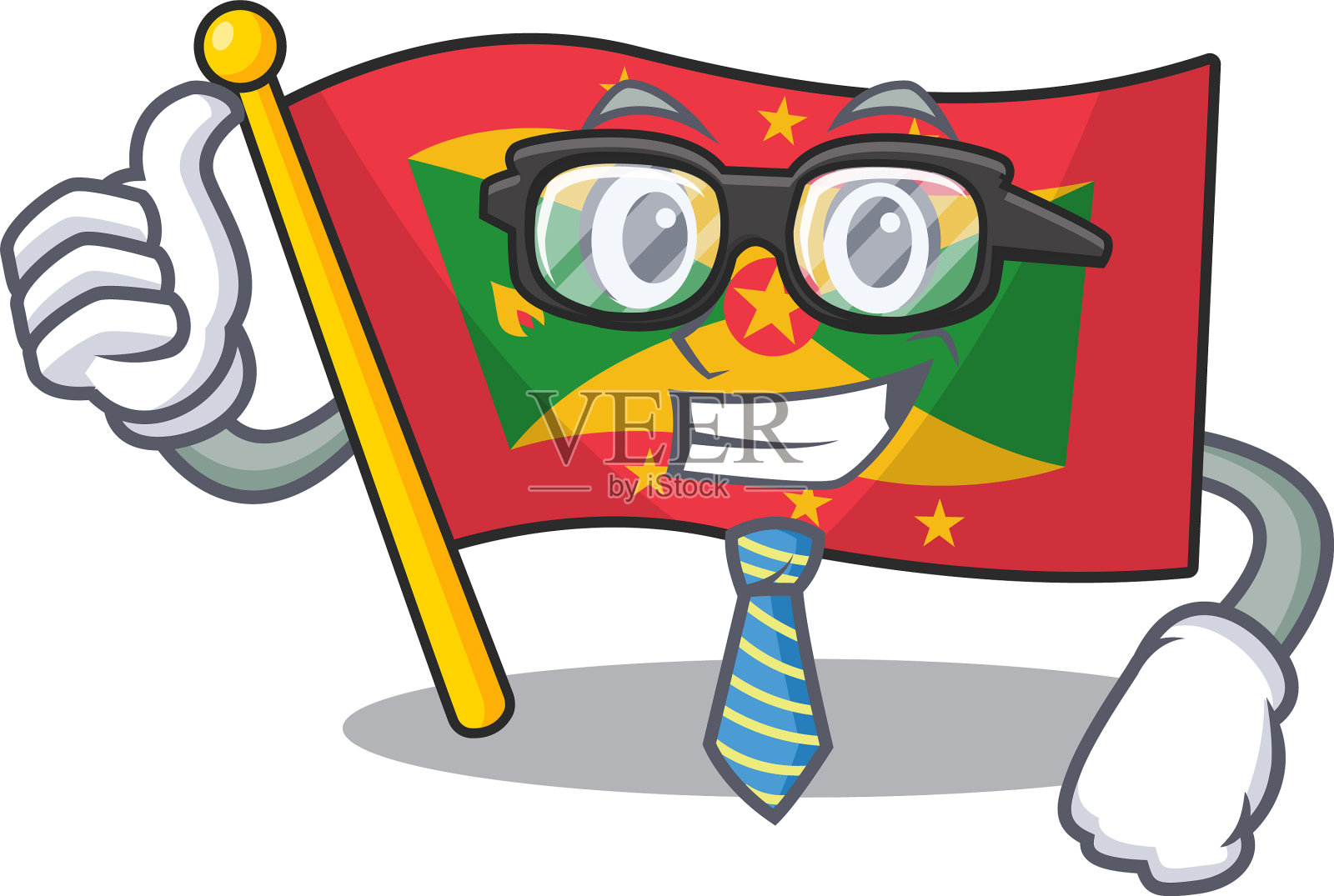 酷商人旗格林纳达卷轴卡通设计元素图片