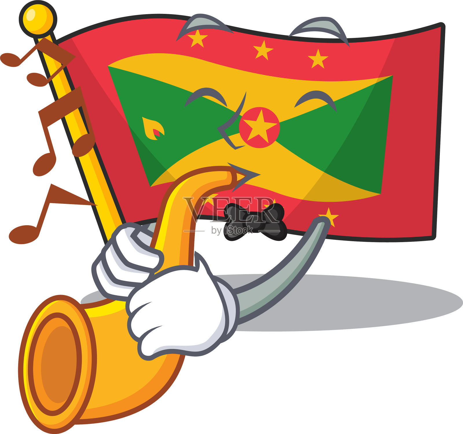 格林纳达旗卡通人物卷轴设计设计元素图片