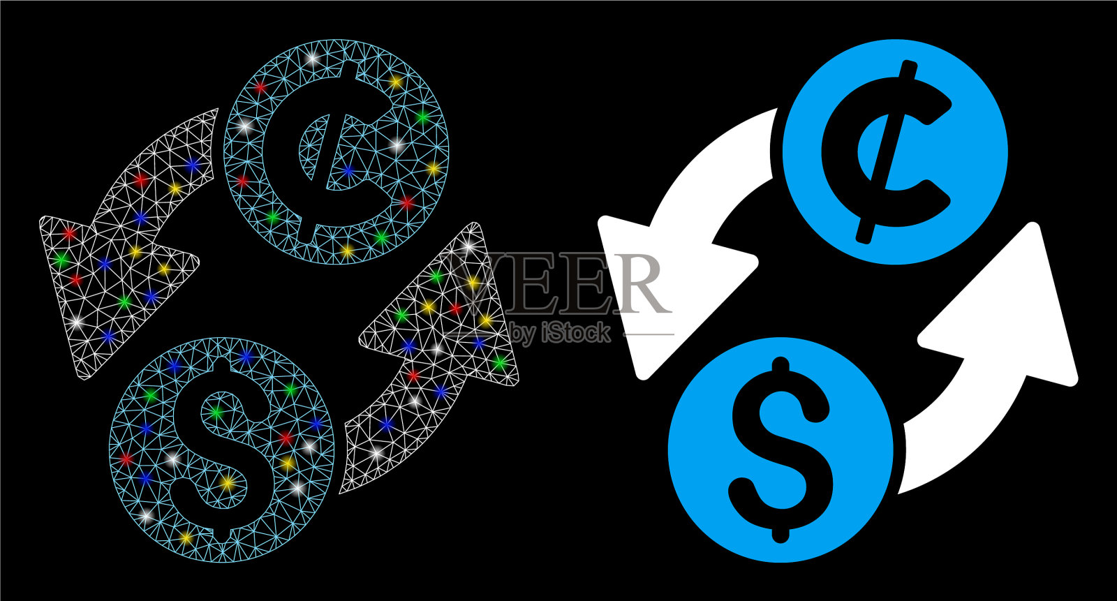 耀斑网网美元美分交换图标用插画图片素材