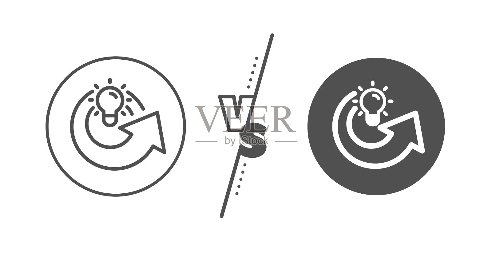 分享创意线图标灯泡或灯标志图标素材