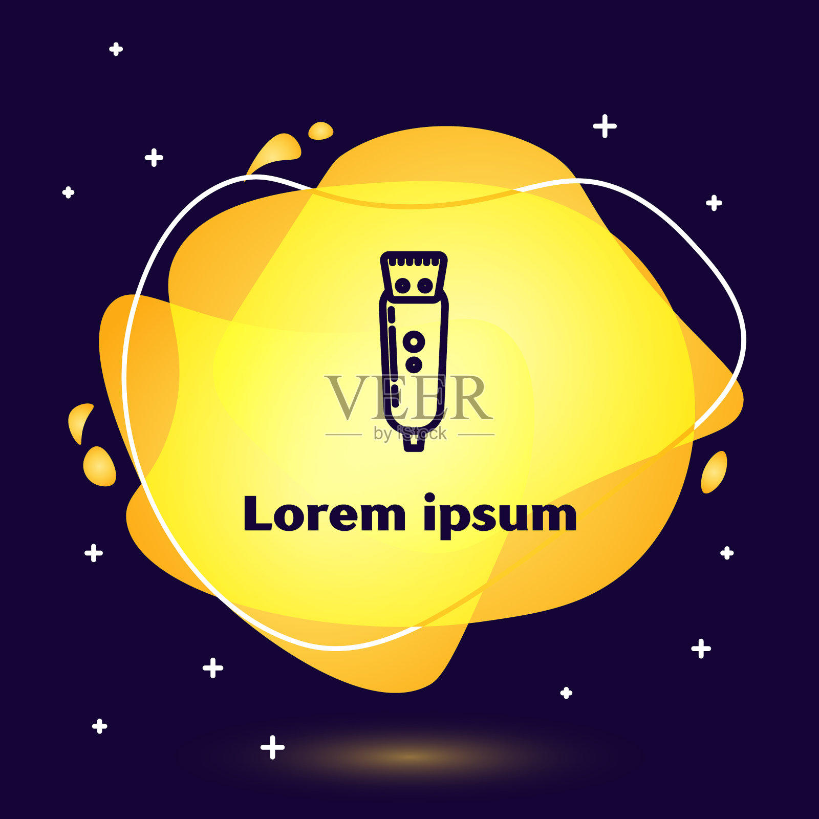 黑线电动理发器或剃须刀图标插画图片素材