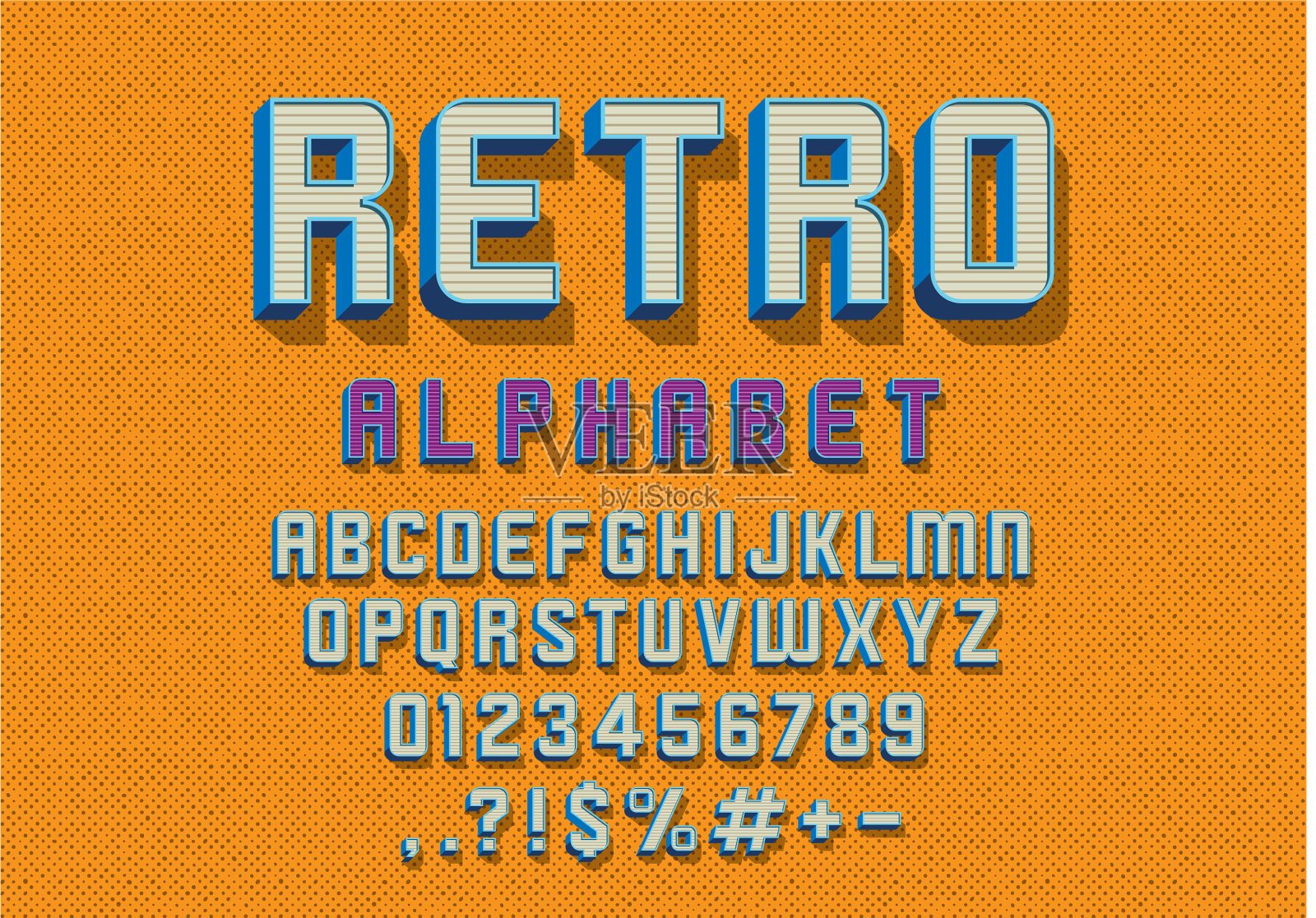 复古字体。插画图片素材