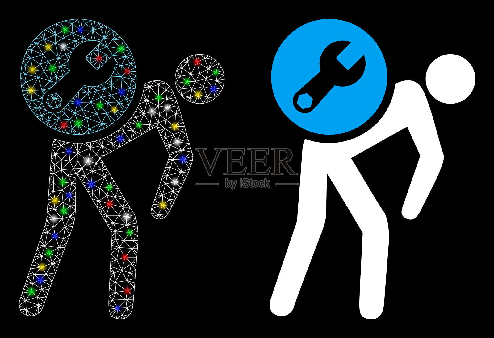 耀斑网状网络服务的信使图标与耀斑插画图片素材